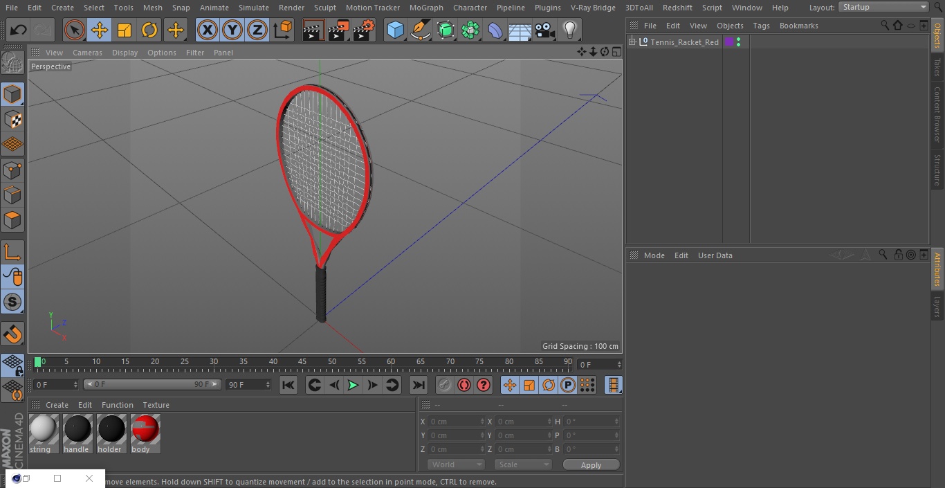 Tennis Racket Red 3D