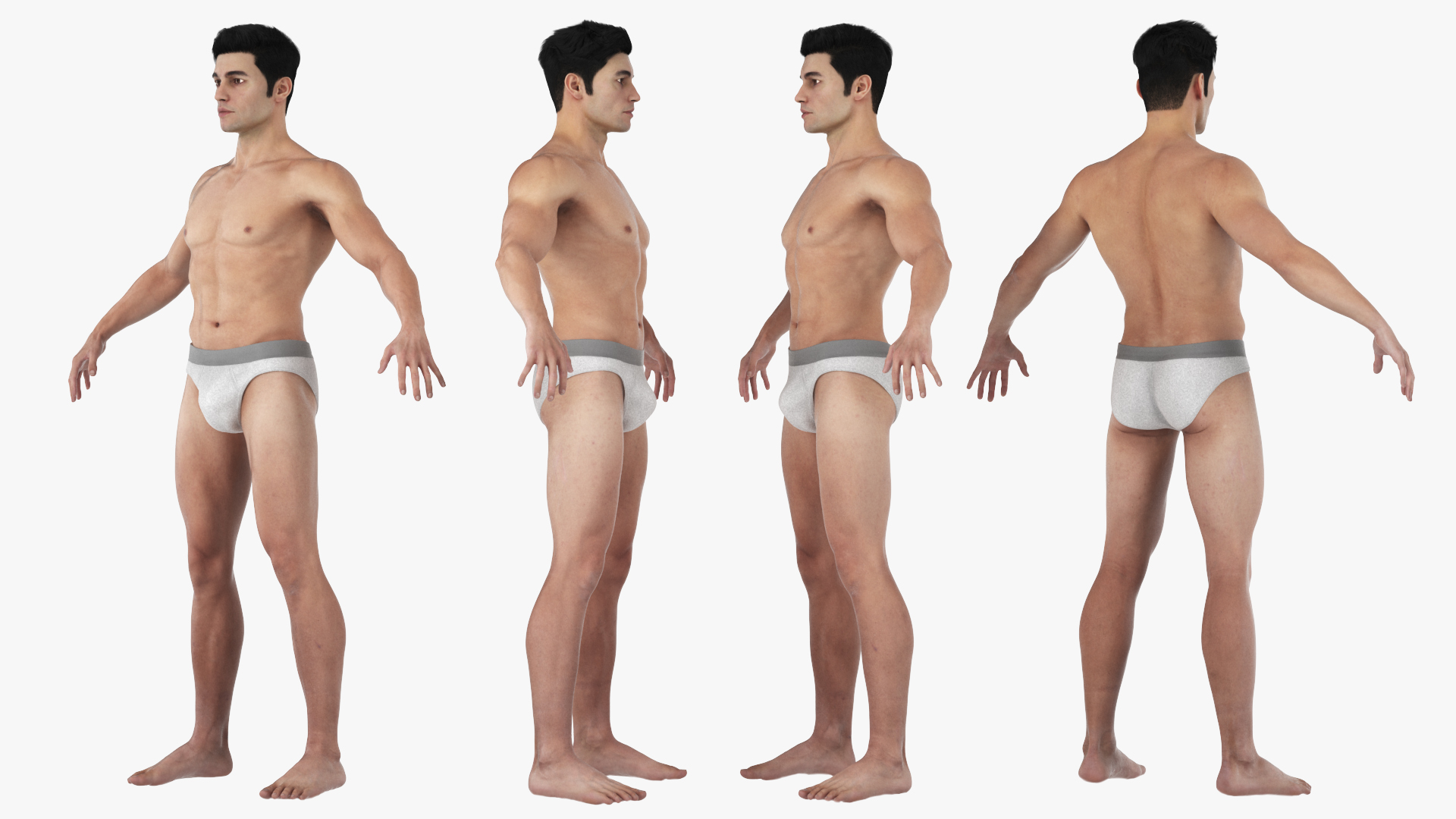 Male Physique Character A-pose Fur 3D model