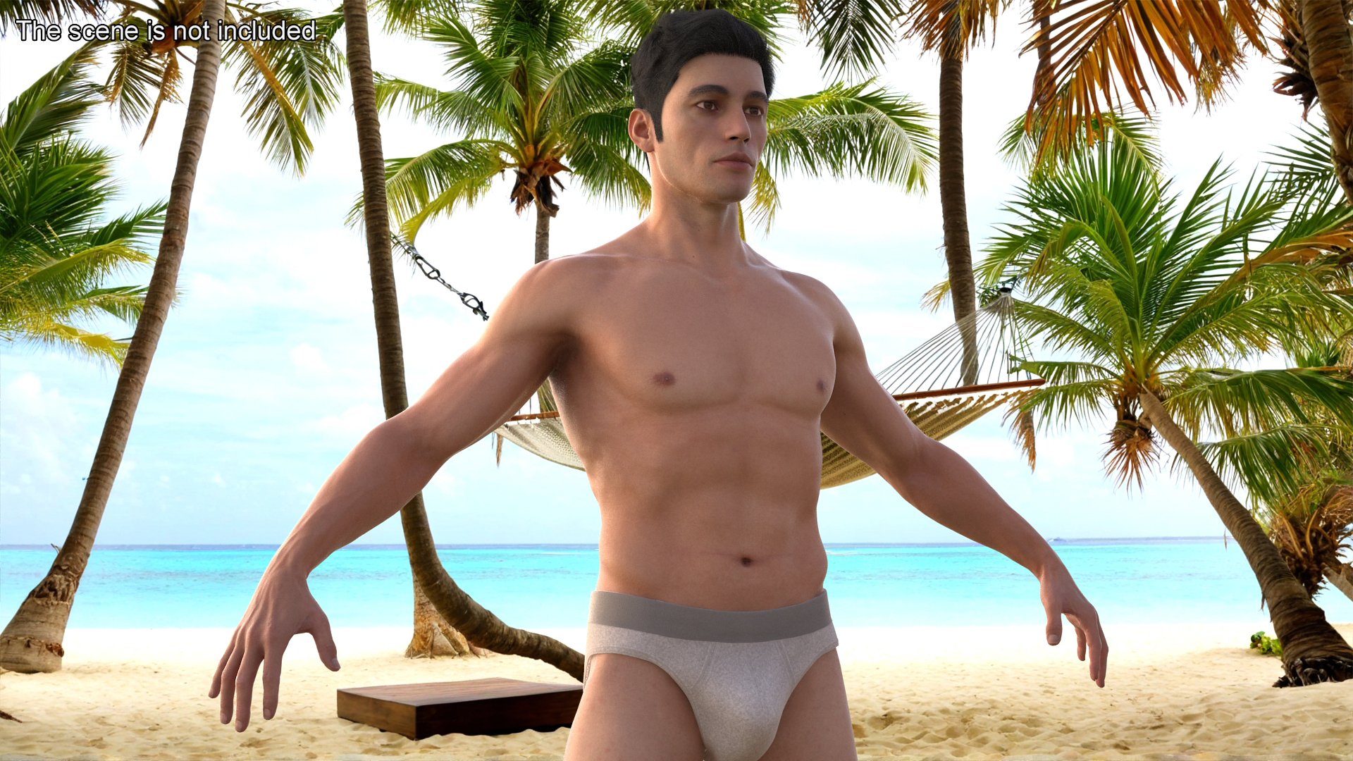 Male Physique Character A-pose Fur 3D model