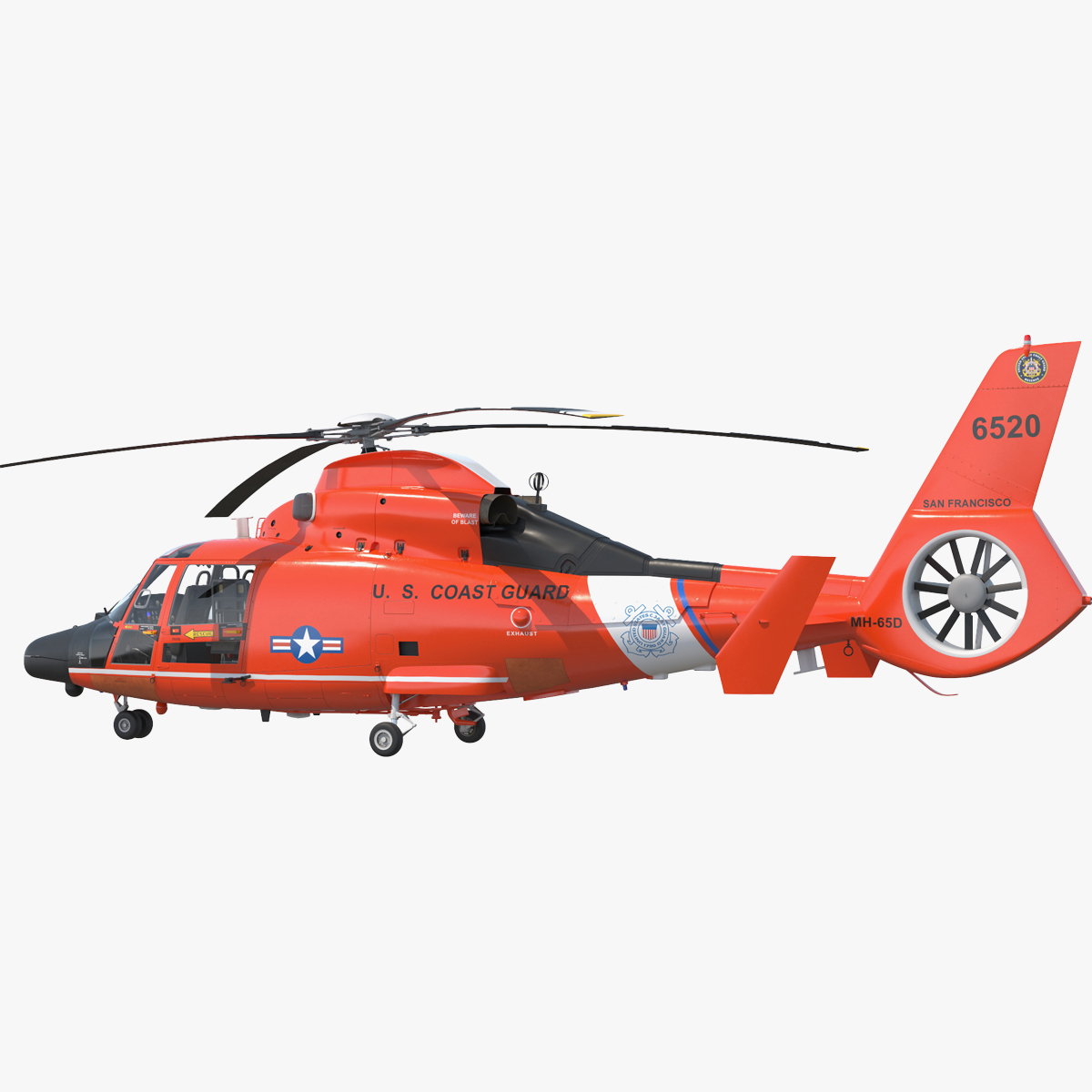 Eurocopter MH 65 Dolphin Coast Guard Rigged for Cinema 4D 3D