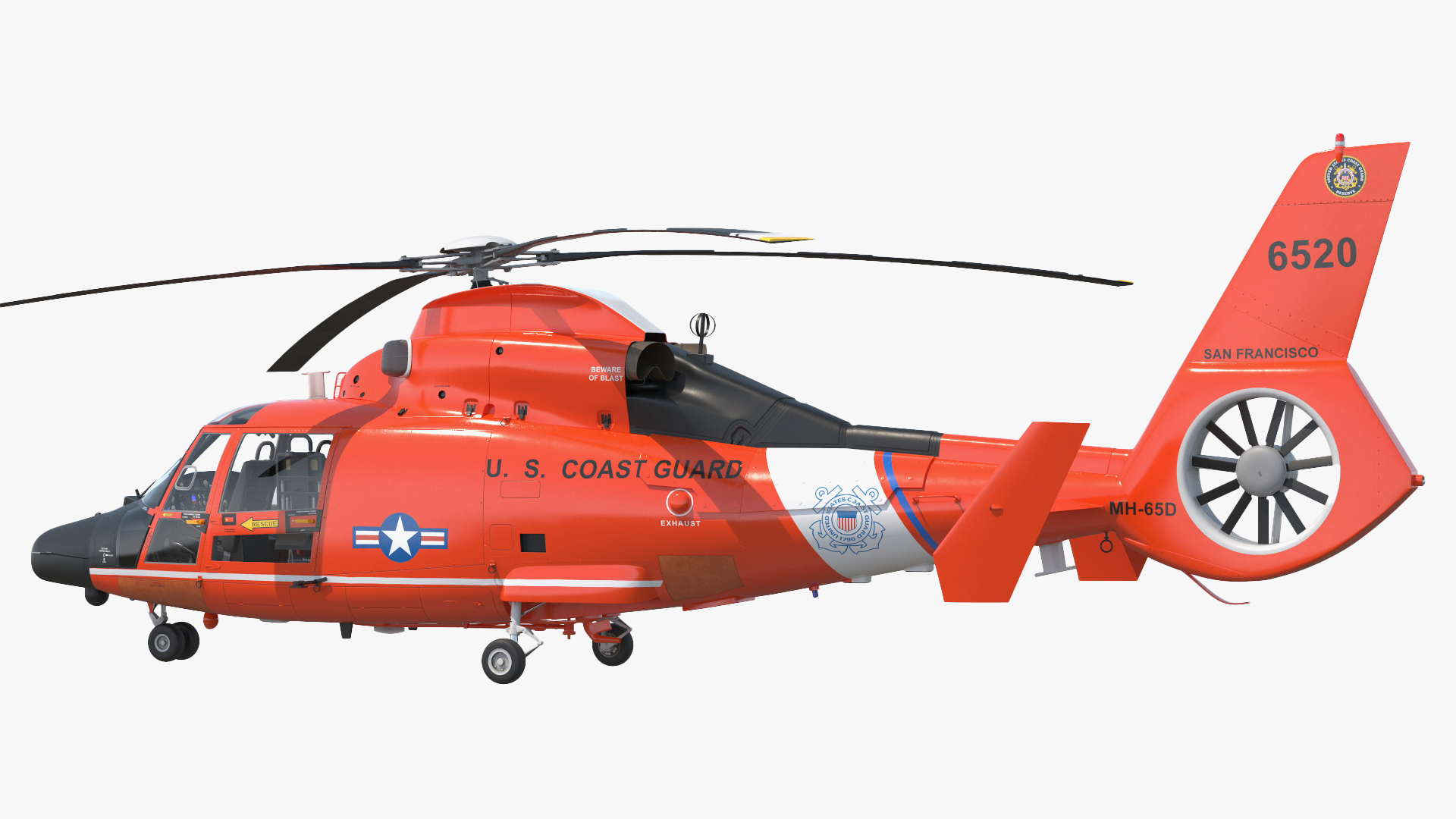 Eurocopter MH 65 Dolphin Coast Guard Rigged for Cinema 4D 3D