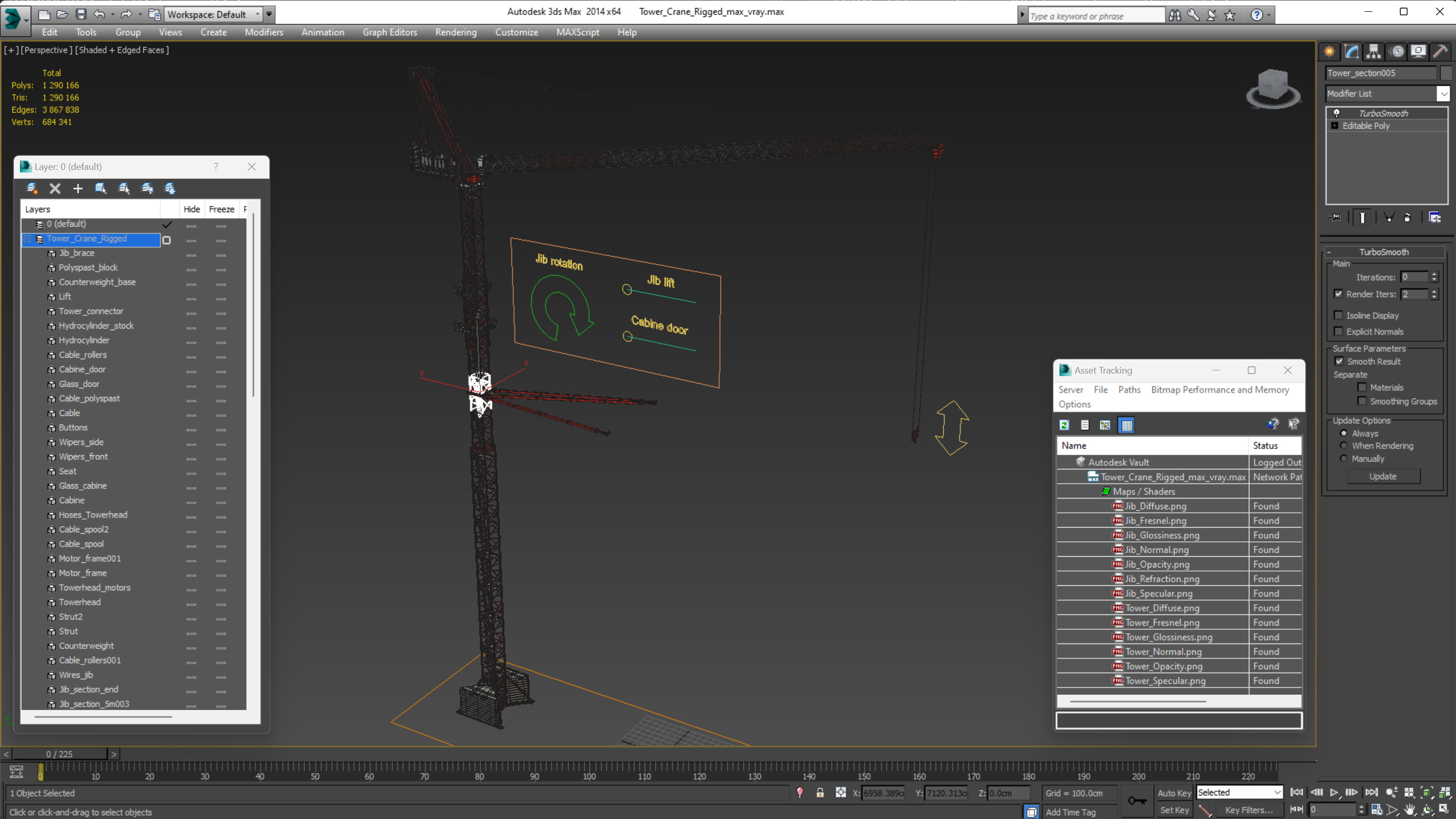 Tower Crane Rigged for Cinema 4D 3D