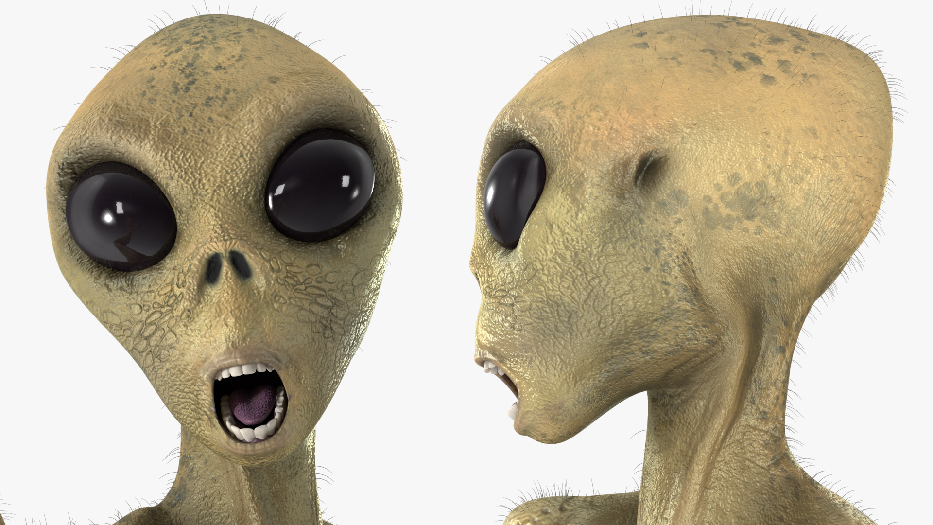 3D Humanoid Alien Running Pose Fur