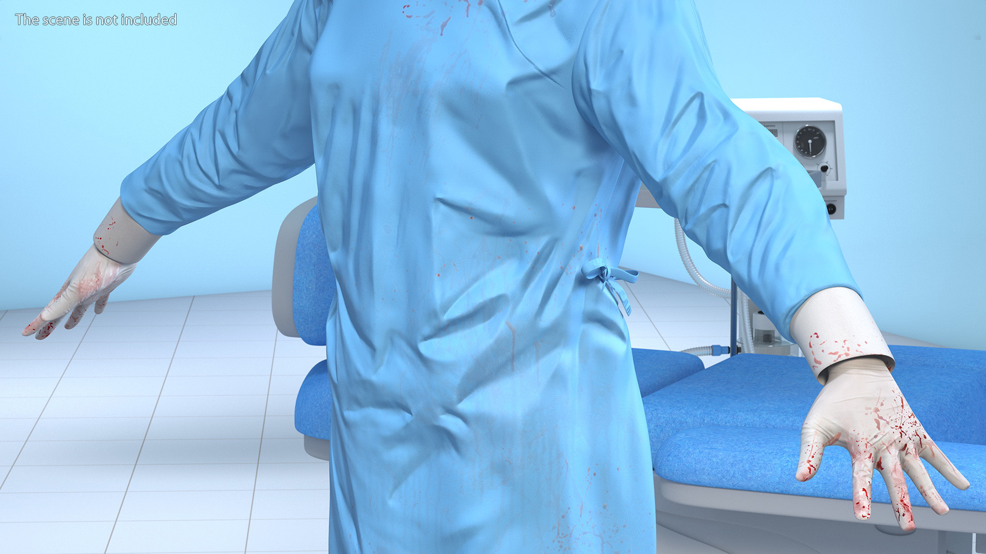 3D Blood Stained Surgeon Doctor model