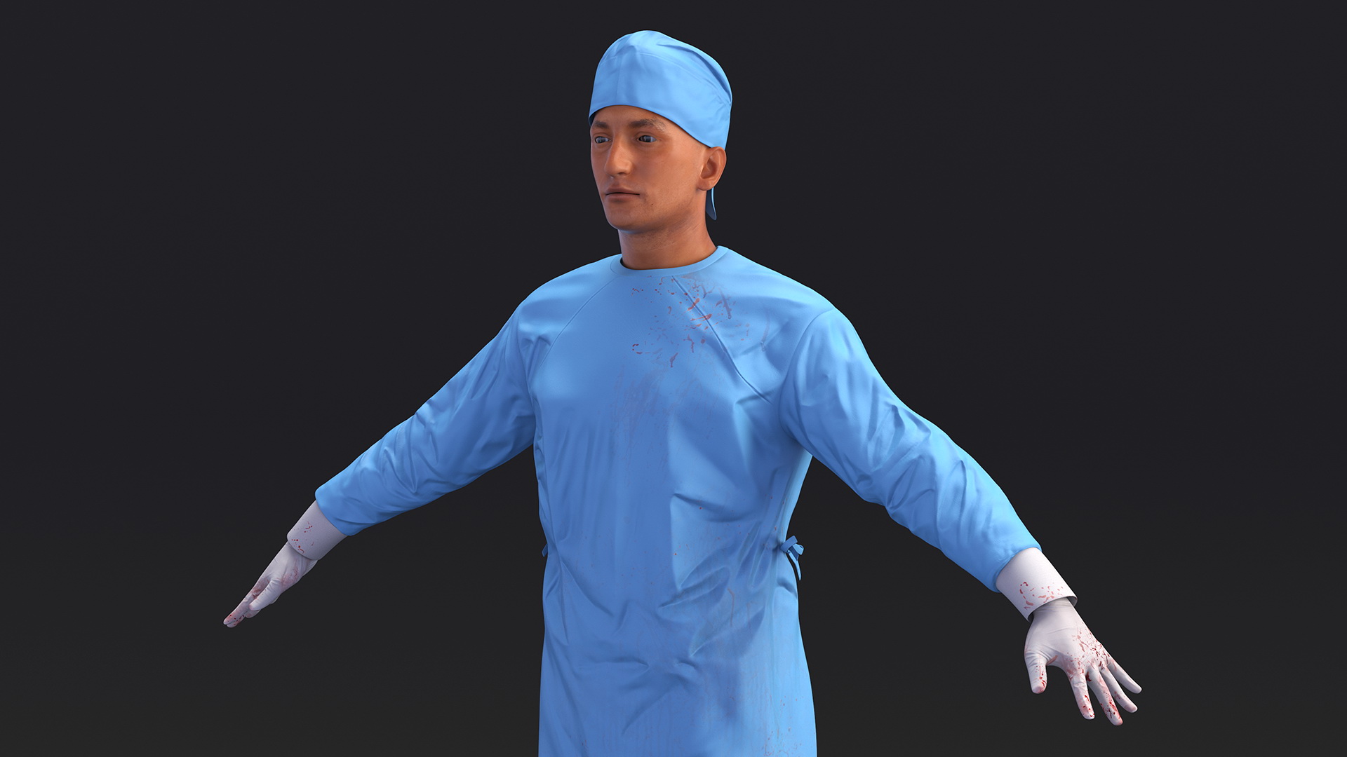 3D Blood Stained Surgeon Doctor model