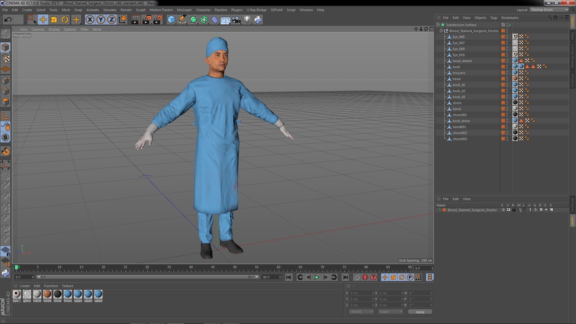 3D Blood Stained Surgeon Doctor model
