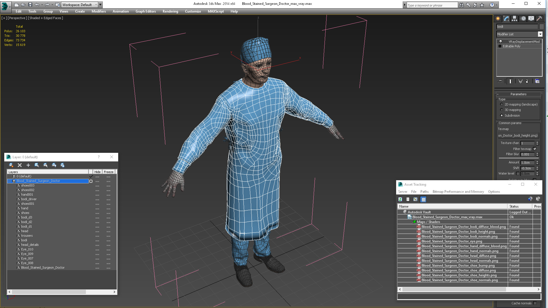 3D Blood Stained Surgeon Doctor model