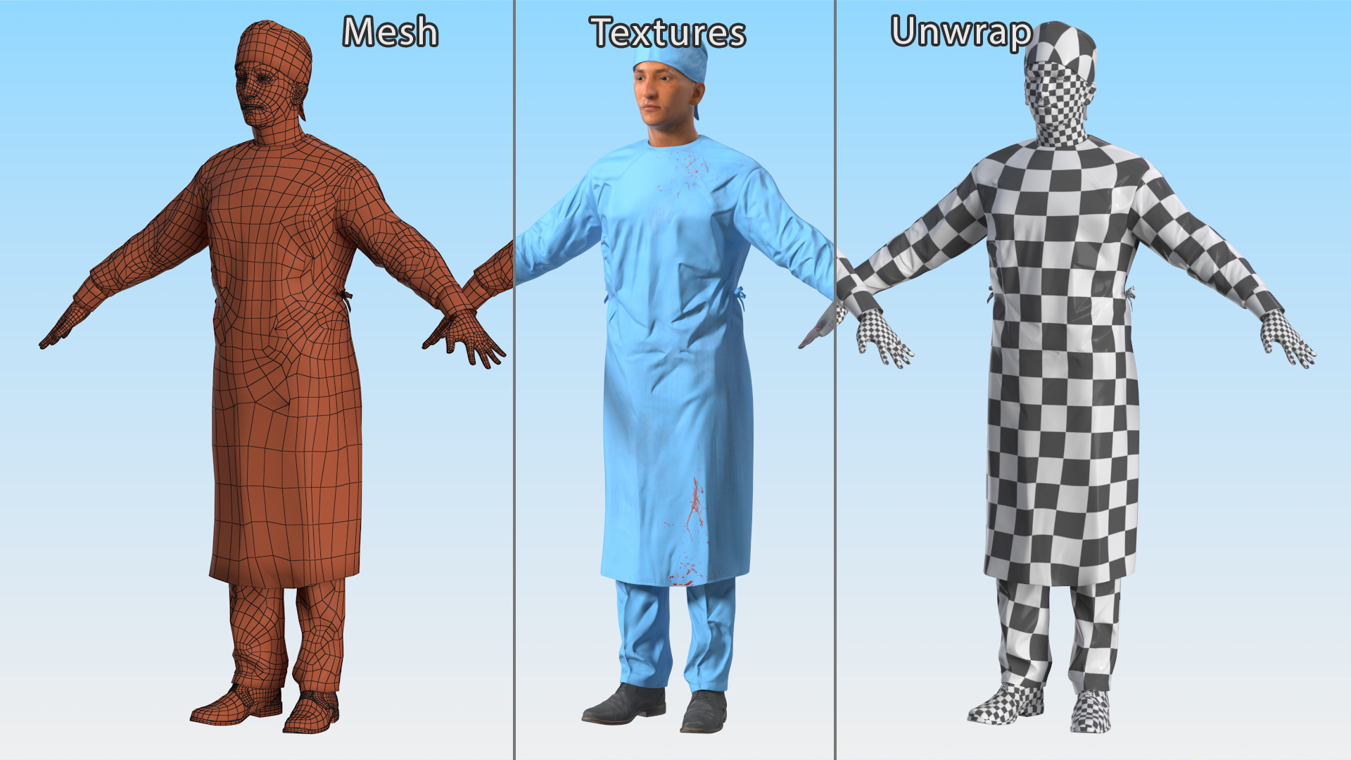 3D Blood Stained Surgeon Doctor model