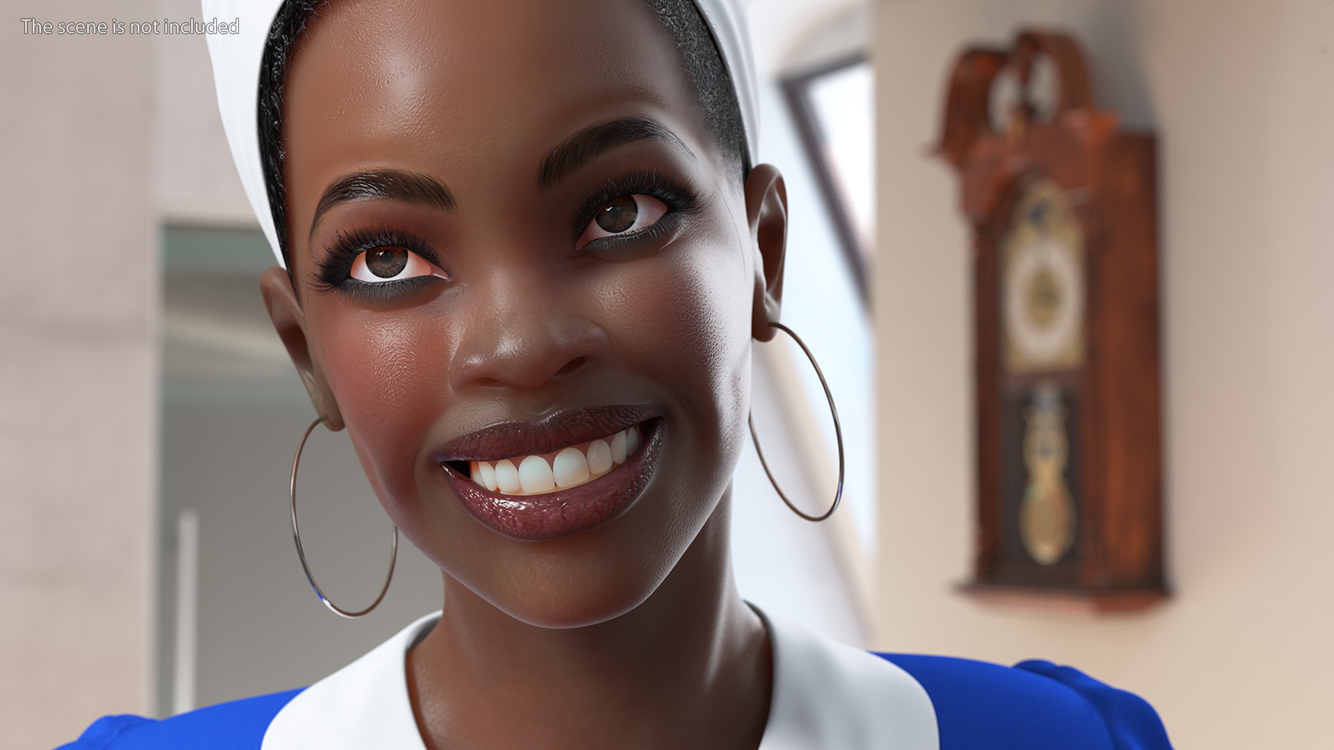 Dark Skinned Black Maid Standing Pose 3D