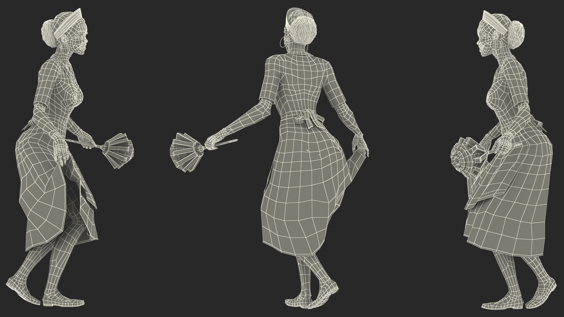 Dark Skinned Black Maid Standing Pose 3D