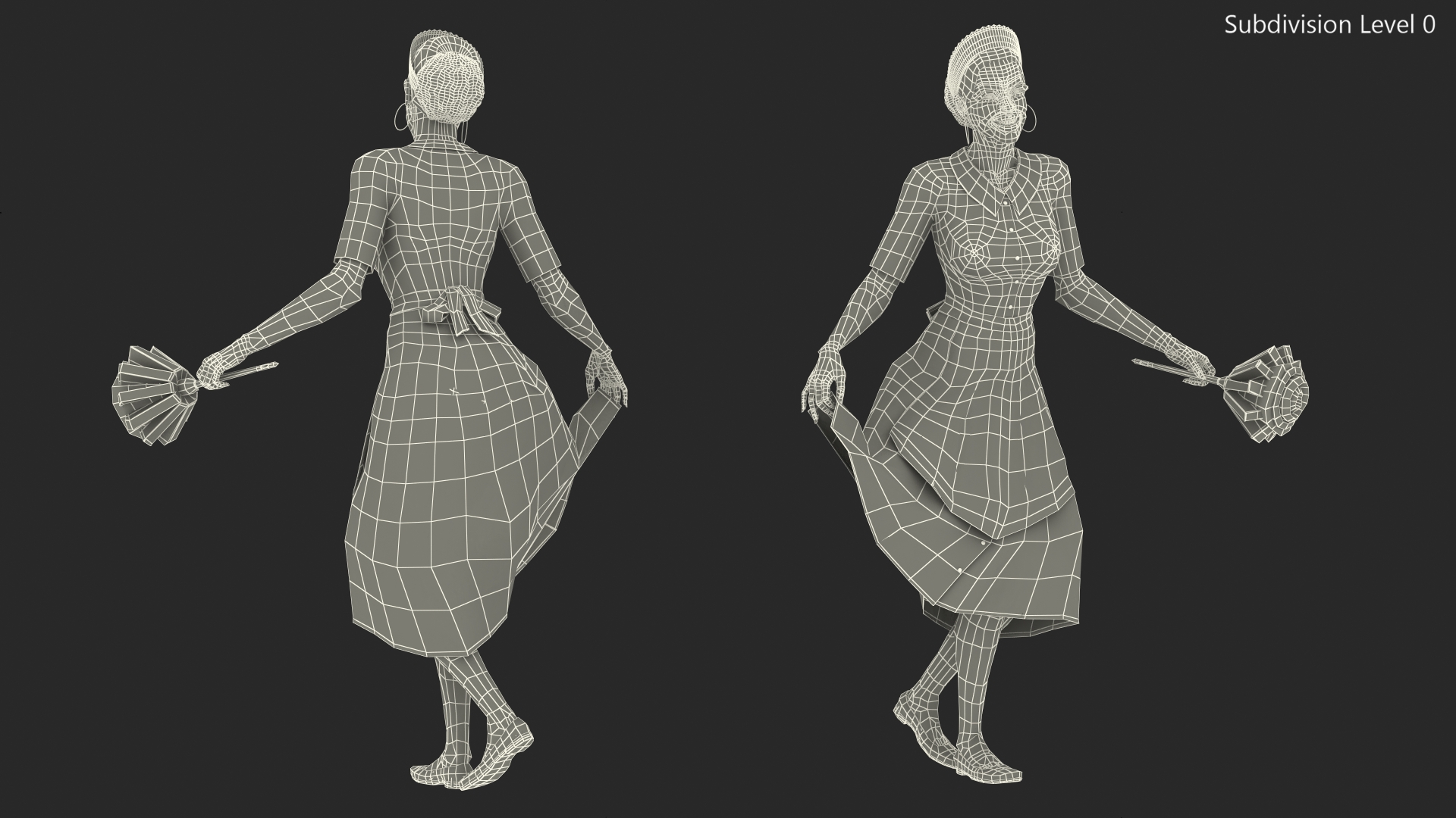 Dark Skinned Black Maid Standing Pose 3D