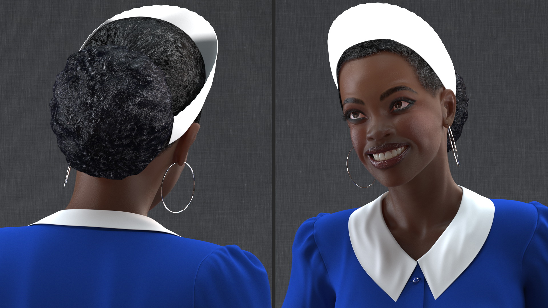 Dark Skinned Black Maid Standing Pose 3D
