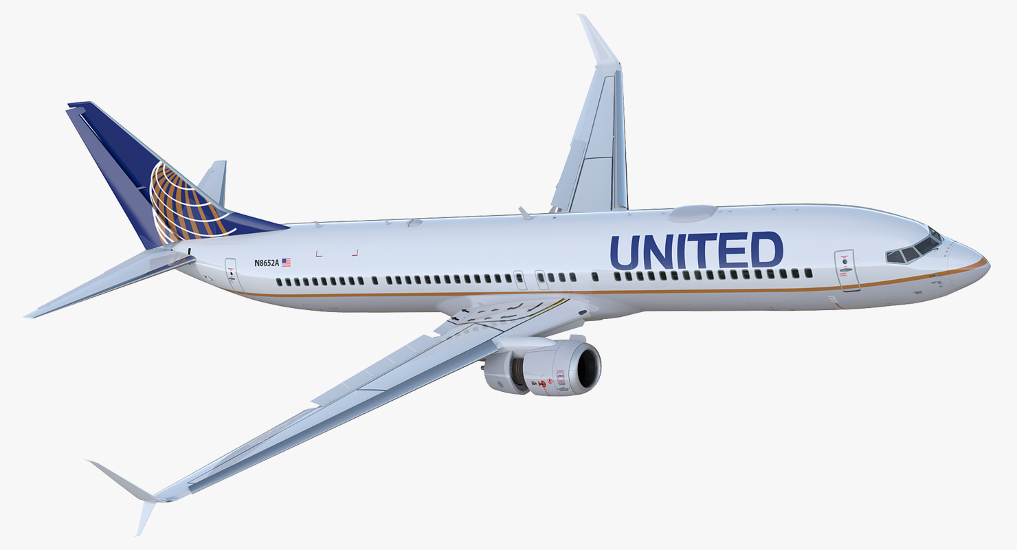 3D Boeing 737 900 with Interior and Cockpit United Airlines Rigged model