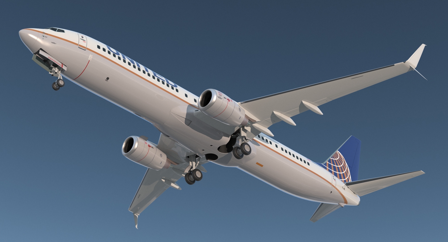 3D Boeing 737 900 with Interior and Cockpit United Airlines Rigged model