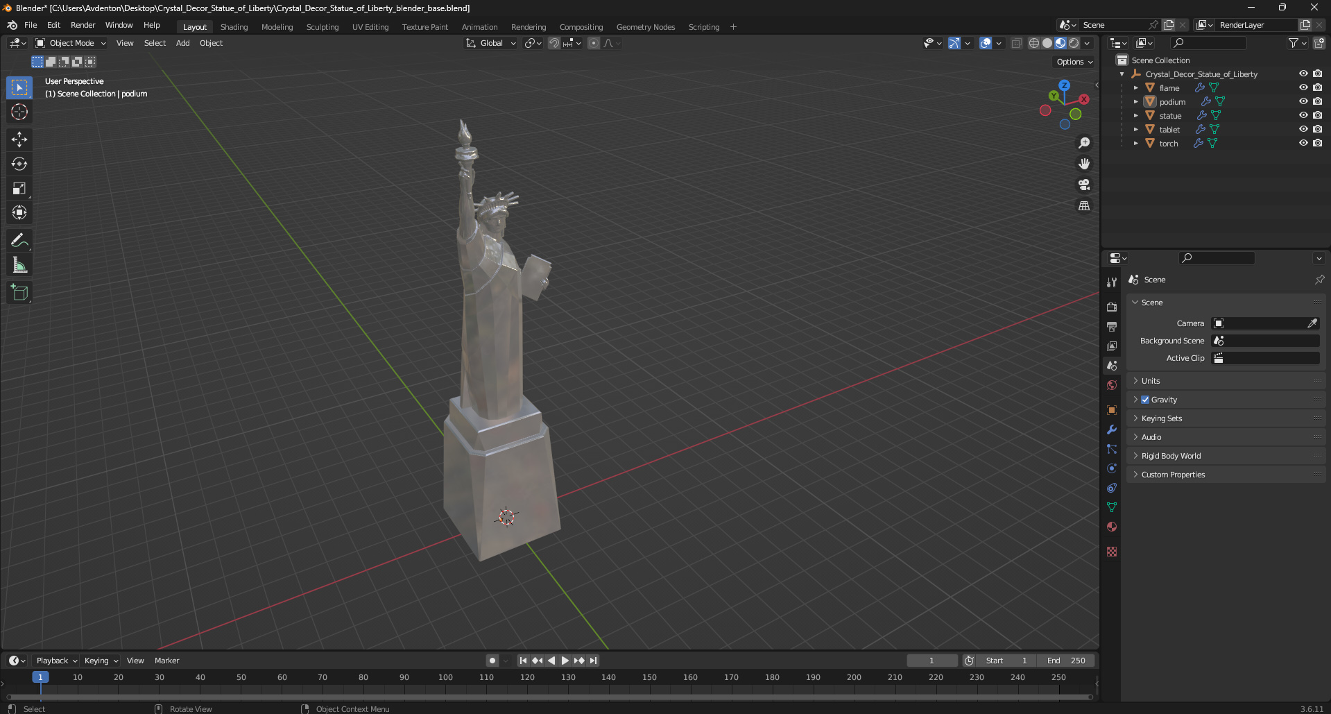 3D Crystal Decor Statue of Liberty