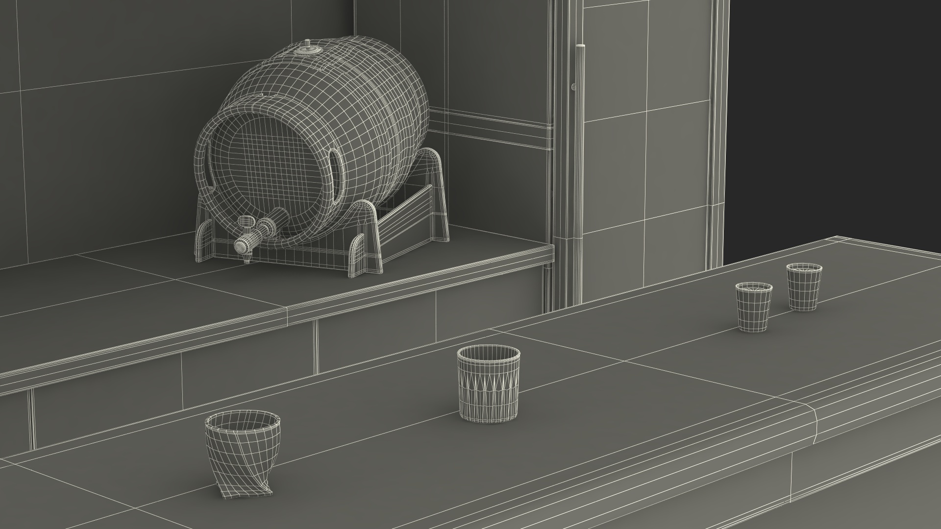3D model Modern Bar Counter Filled