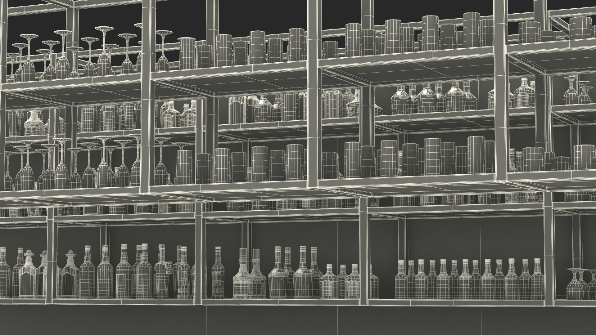 3D model Modern Bar Counter Filled