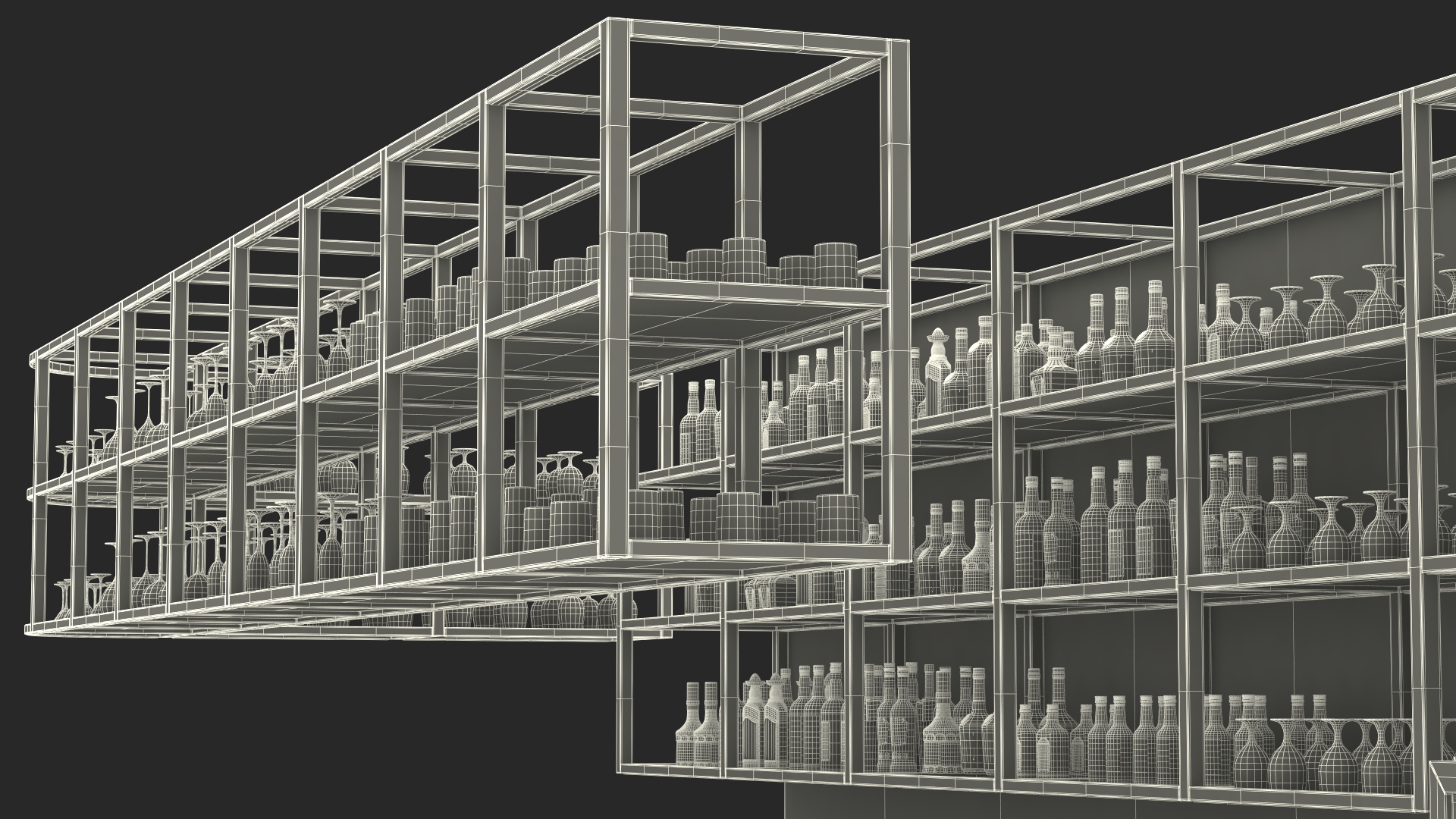 3D model Modern Bar Counter Filled