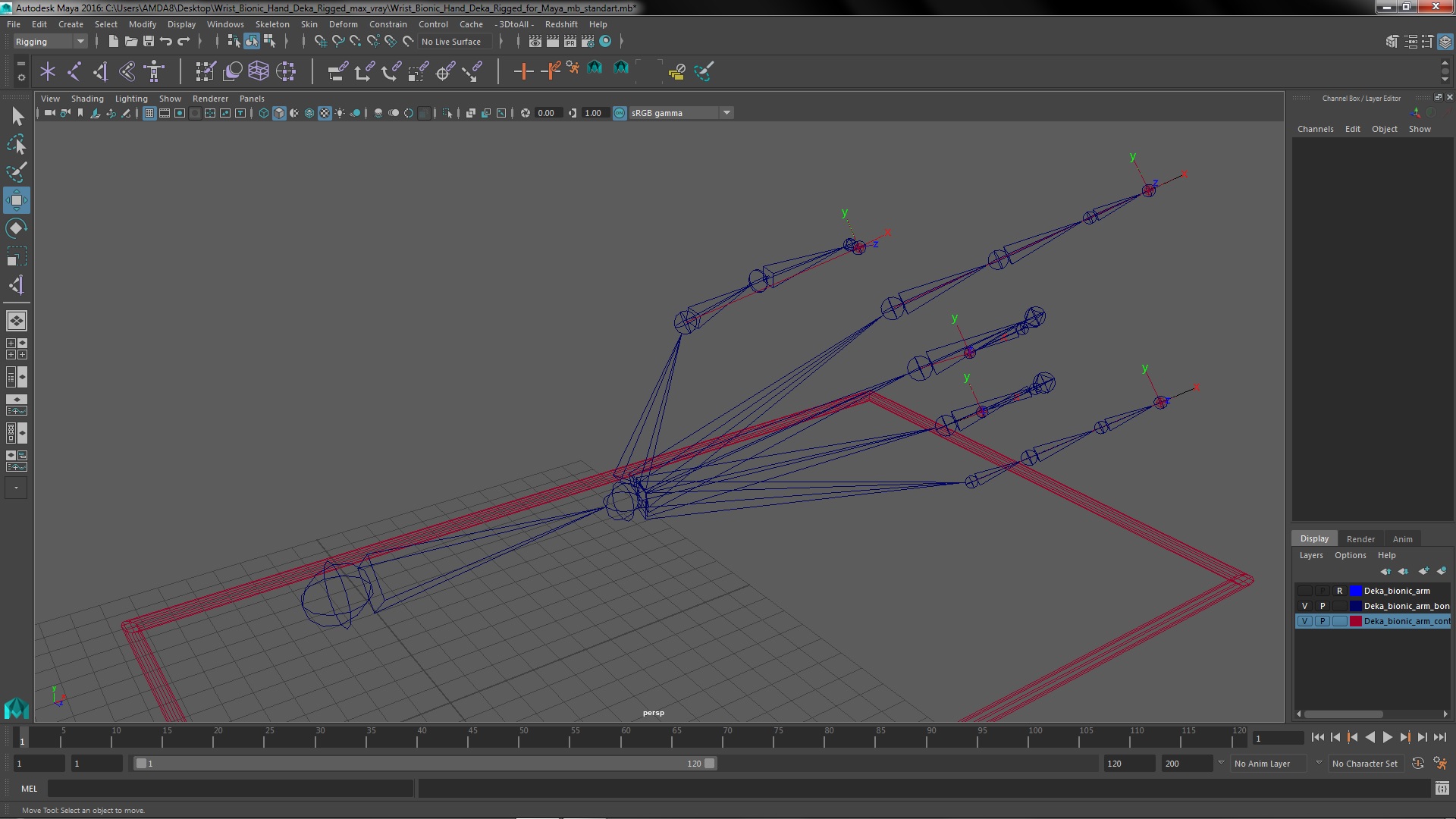 3D Wrist Bionic Hand Deka Rigged for Maya model