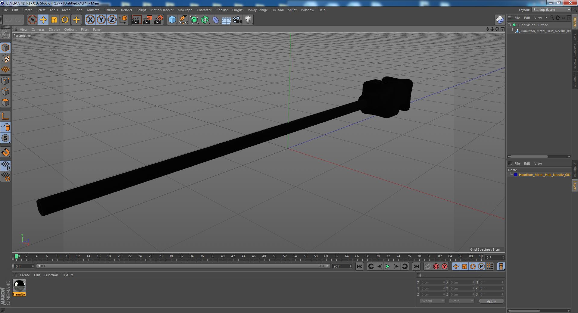 3D model Hamilton Metal Hub Needle