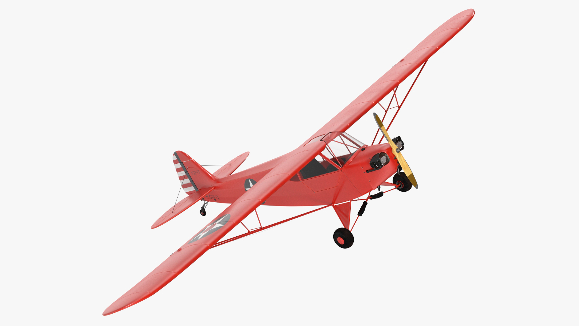 3D Classic Monoplane Aircraft Piper J-3