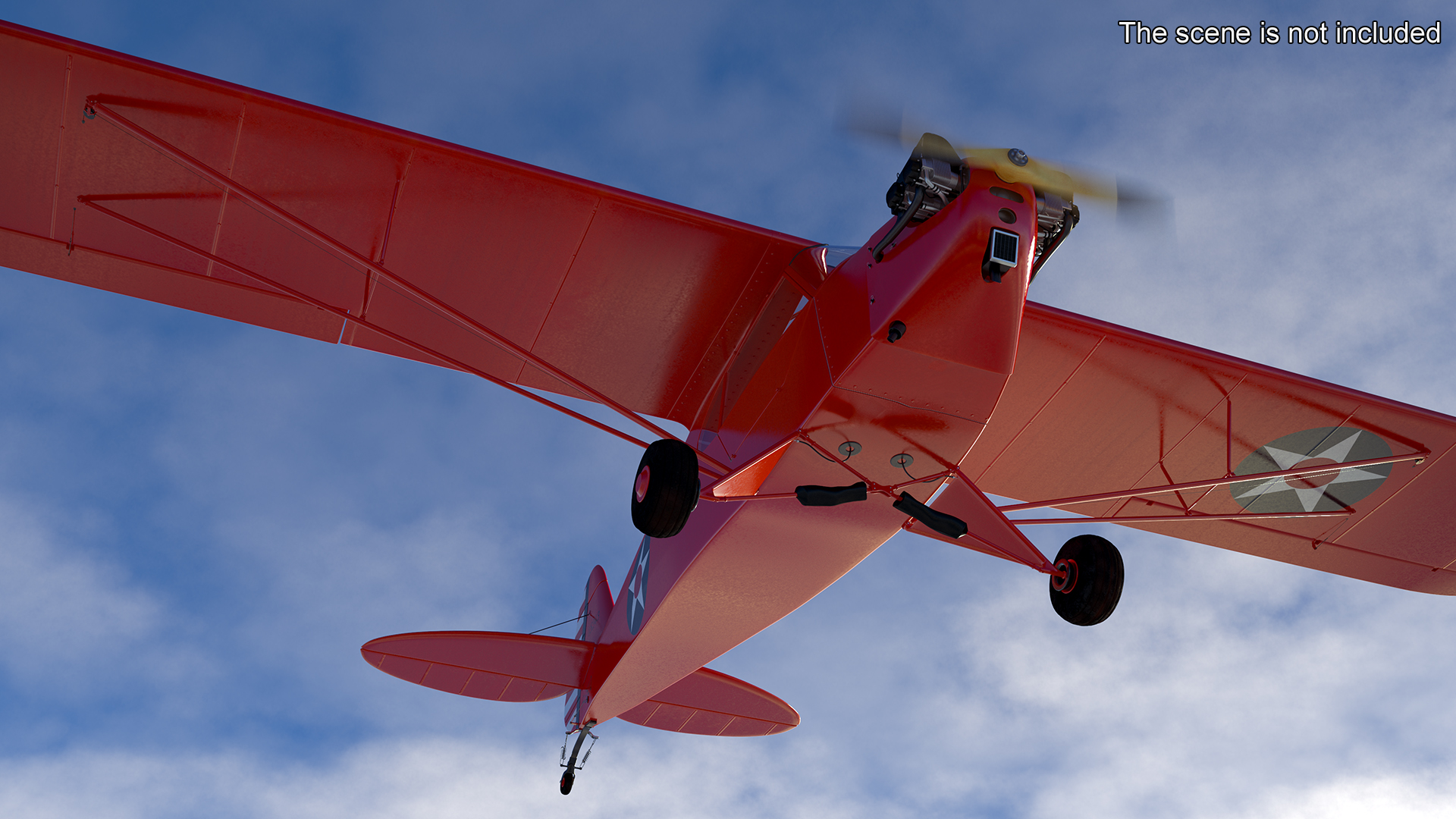 3D Classic Monoplane Aircraft Piper J-3
