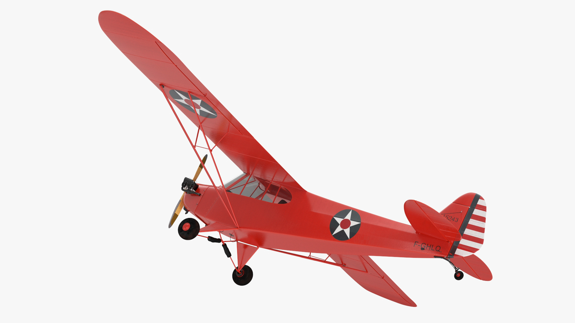 3D Classic Monoplane Aircraft Piper J-3