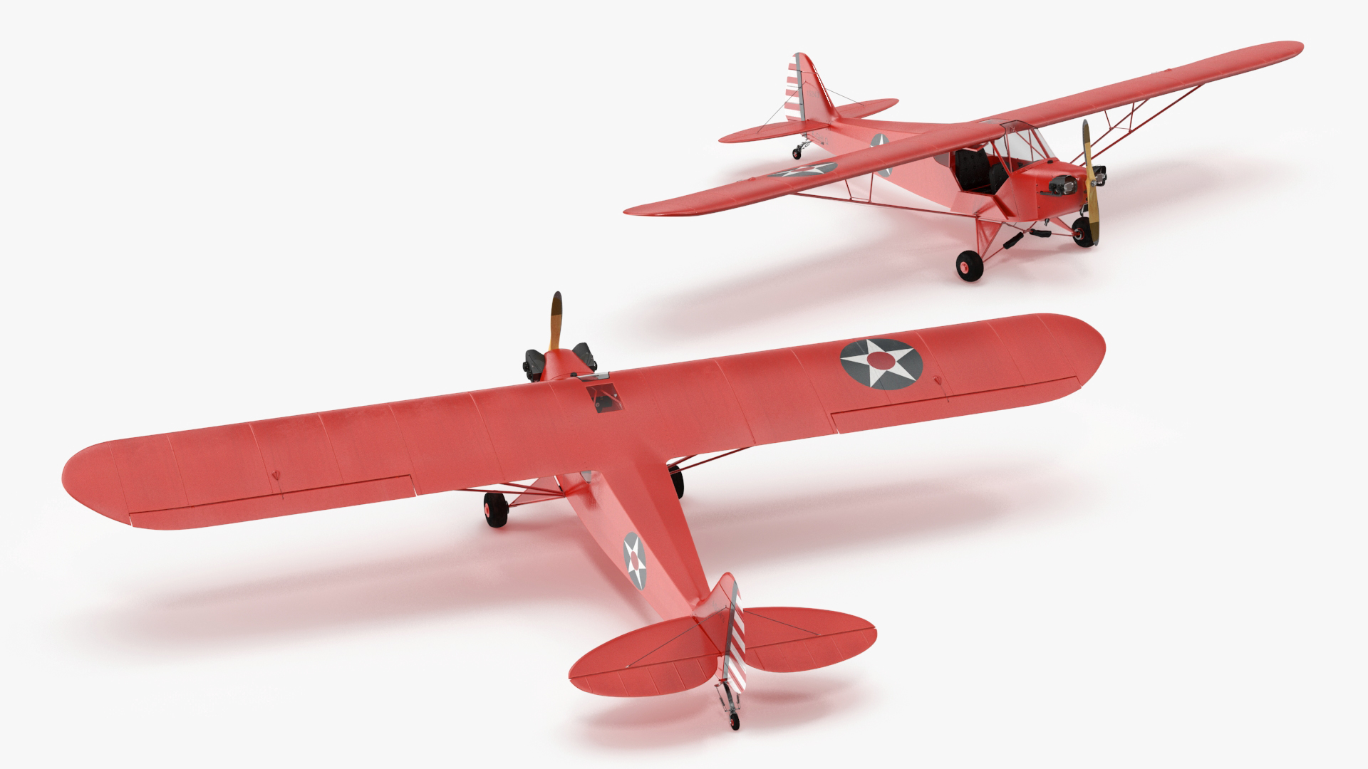 3D Classic Monoplane Aircraft Piper J-3