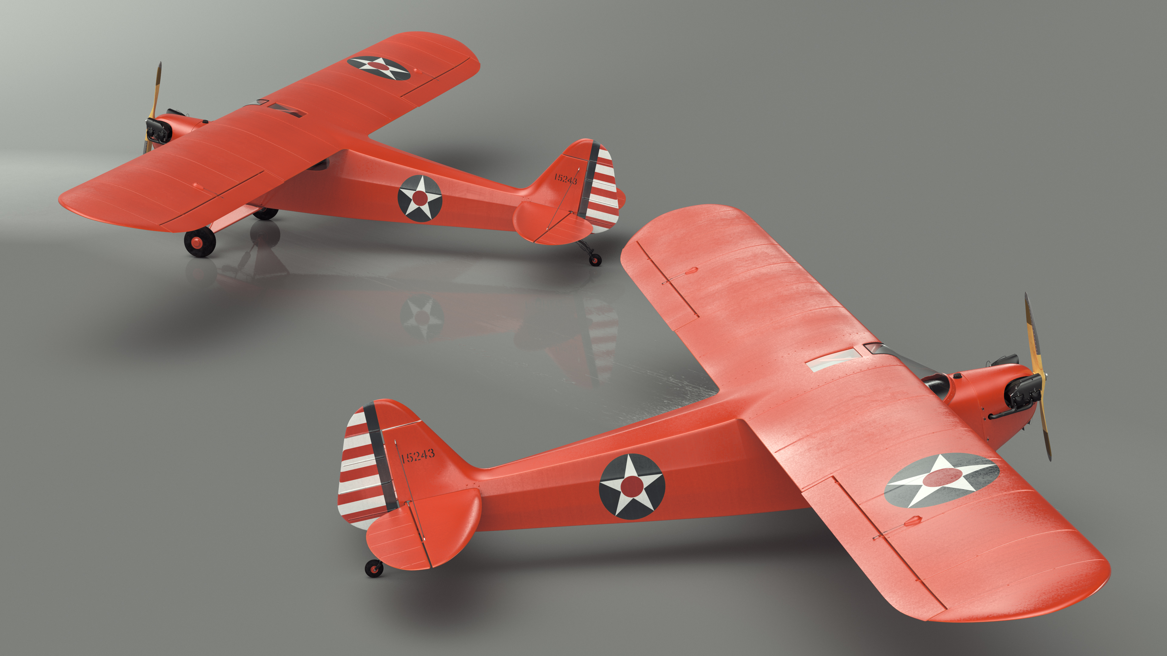 3D Classic Monoplane Aircraft Piper J-3