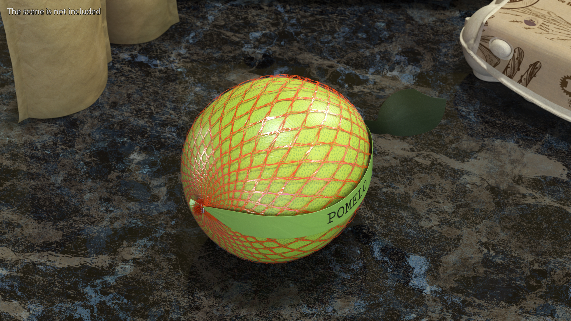 3D model Pomelo Green Fruit Package Fur
