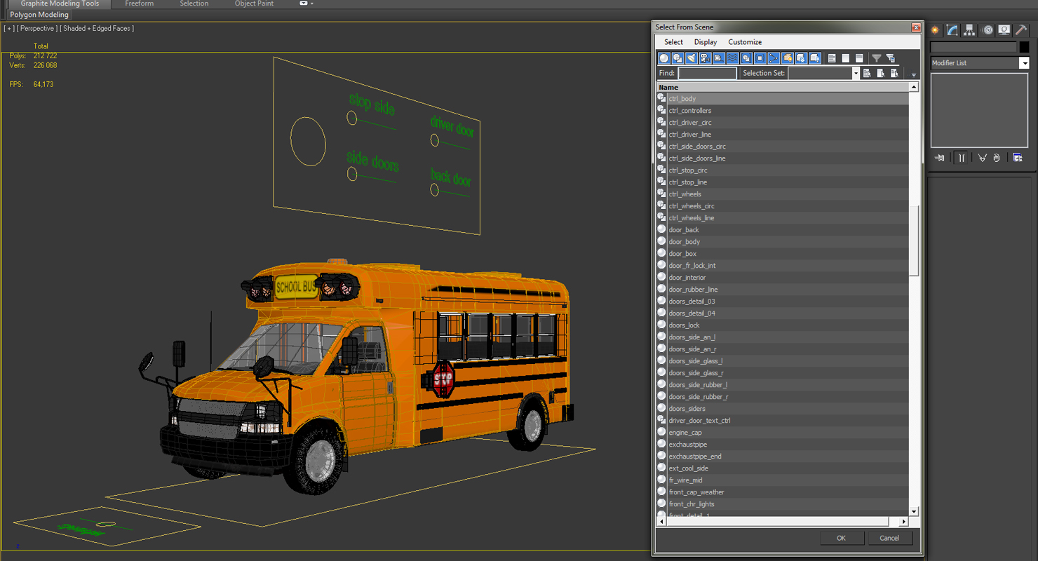 3D Small School Bus Rigged model