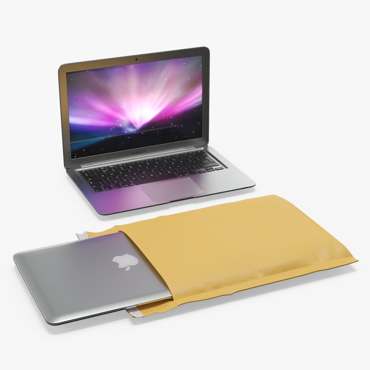 Apple MacBook Air 2008 with Mail Envelope 3D model preview