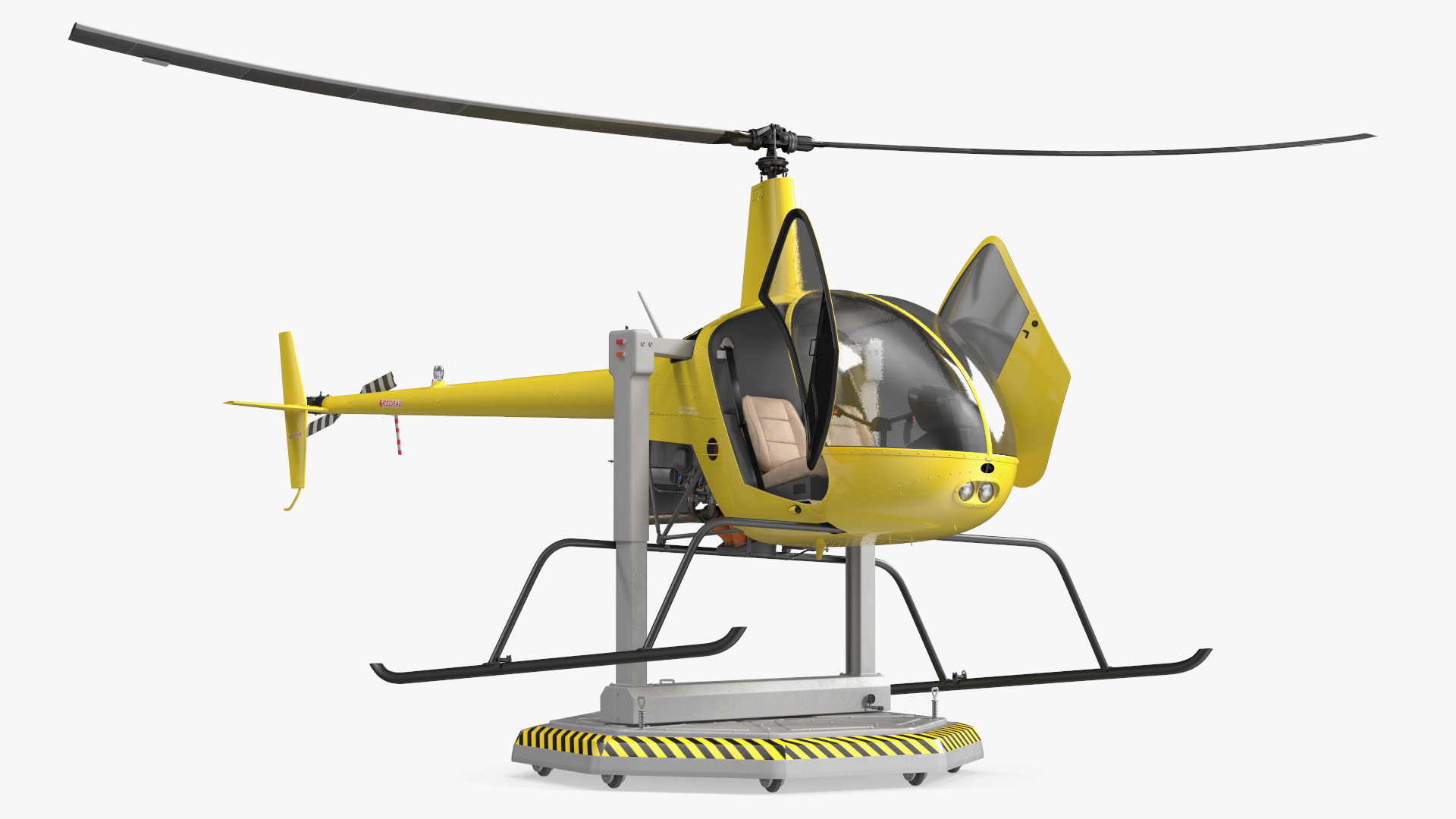 Helicopter Simulator Yellow Rigged 3D model