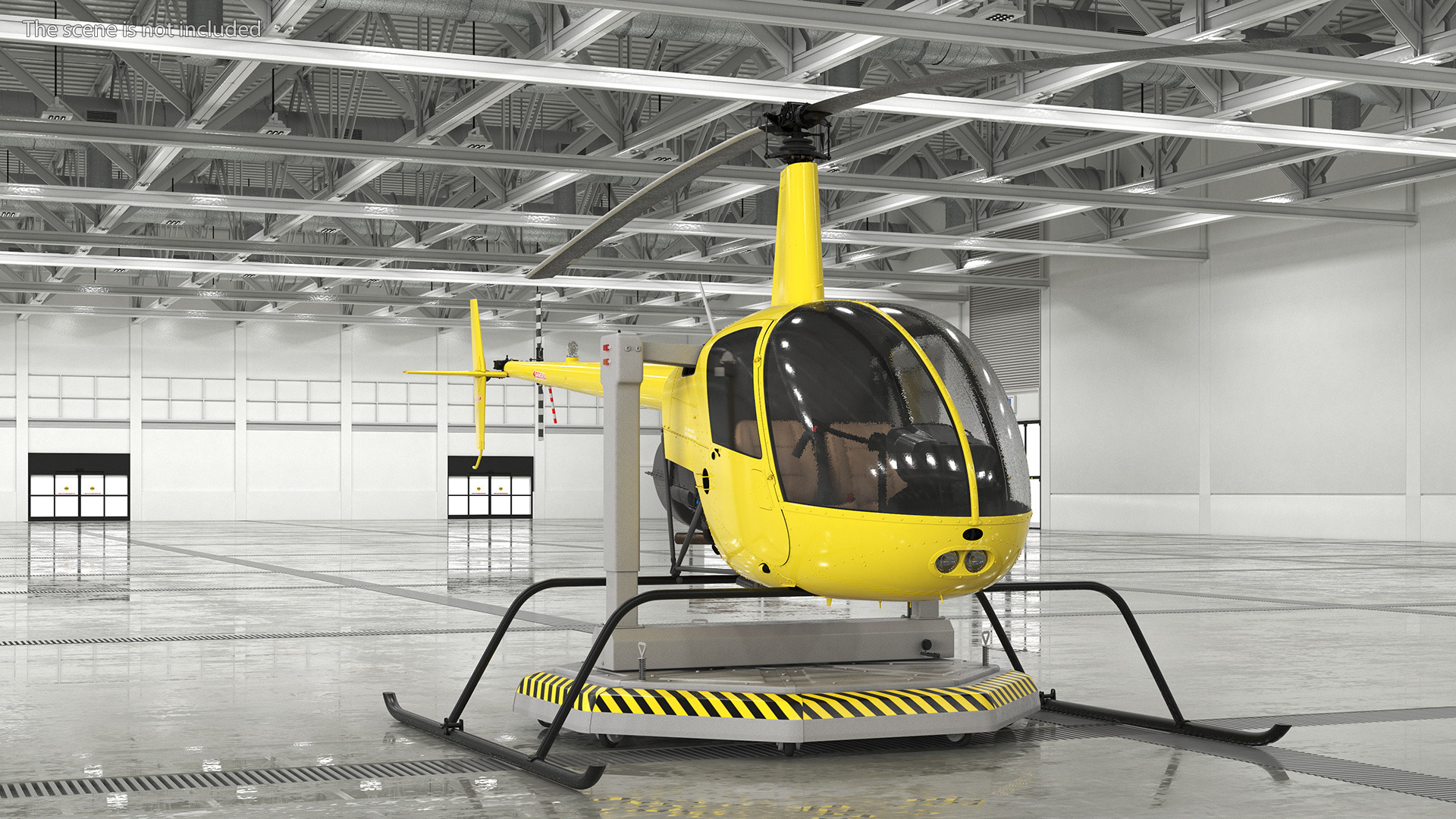 Helicopter Simulator Yellow Rigged 3D model