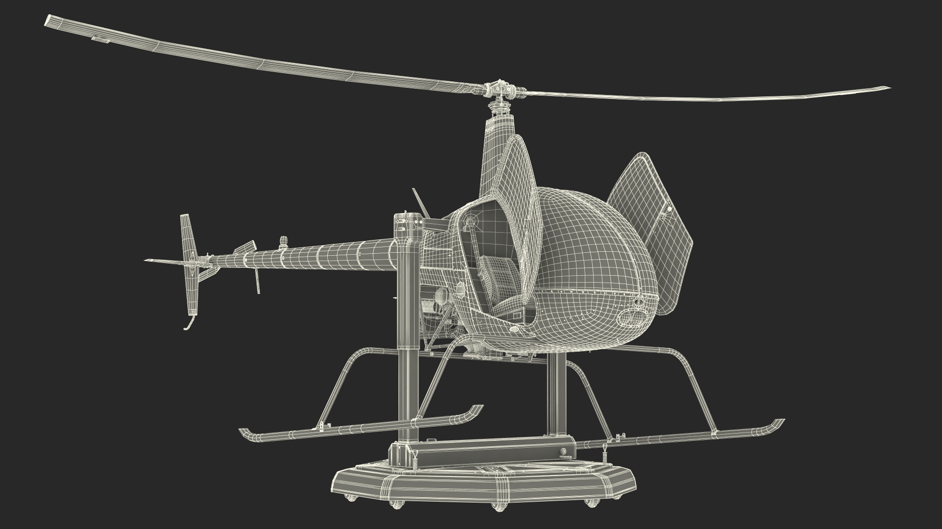 Helicopter Simulator Yellow Rigged 3D model