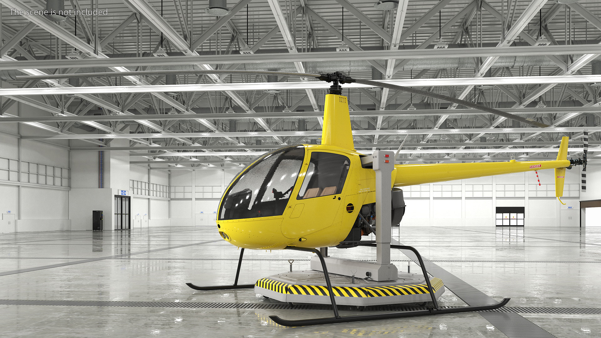Helicopter Simulator Yellow Rigged 3D model