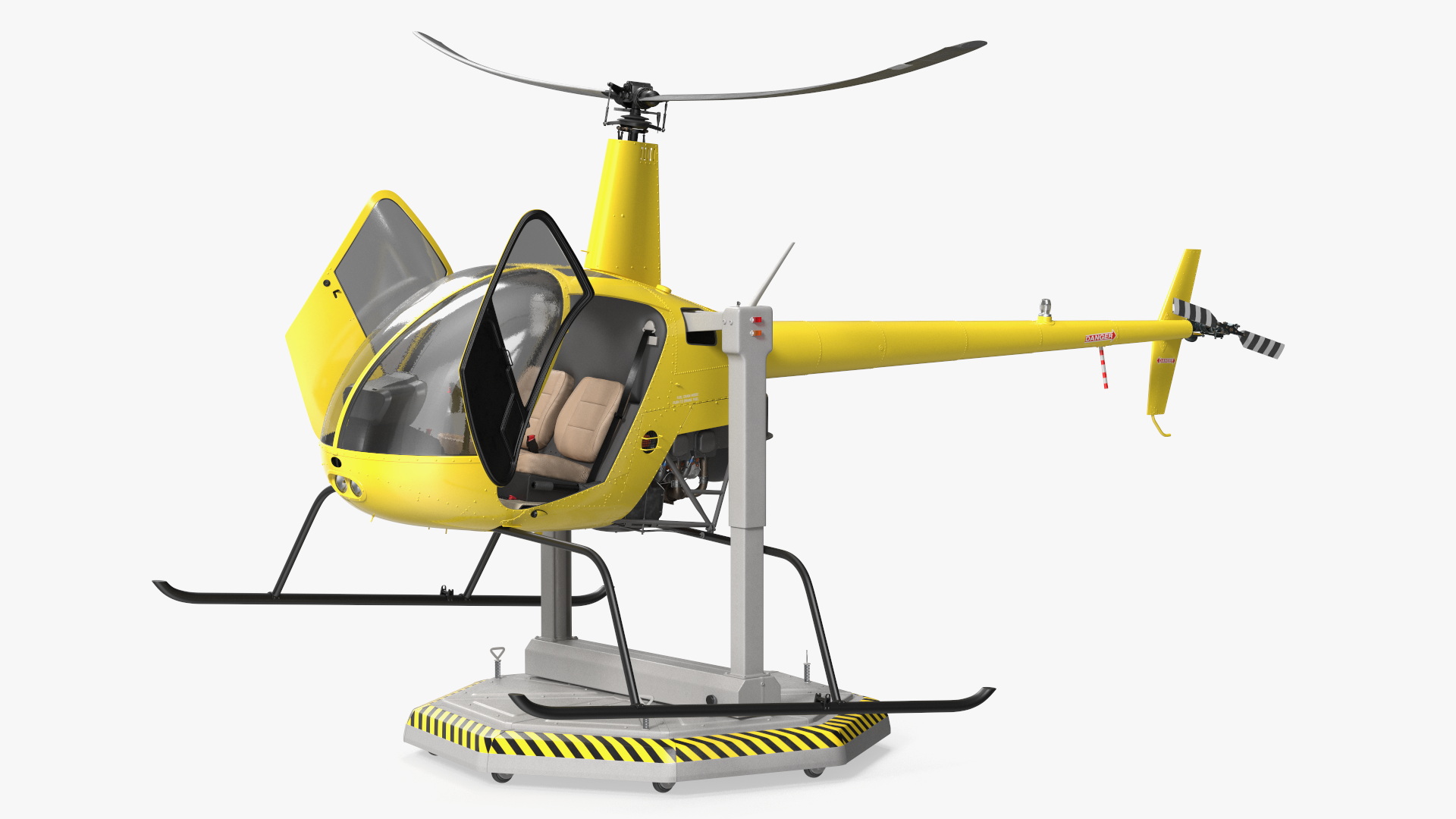 Helicopter Simulator Yellow Rigged 3D model