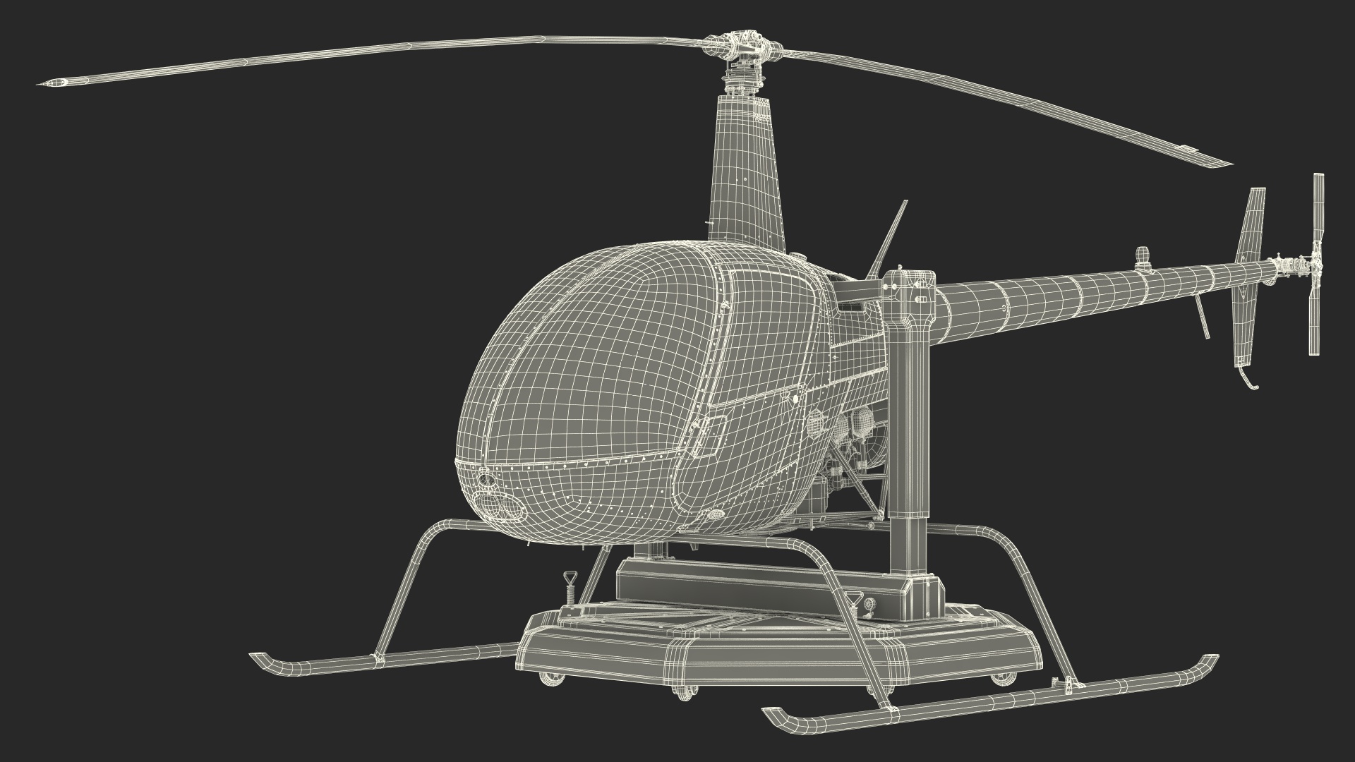 Helicopter Simulator Yellow Rigged 3D model