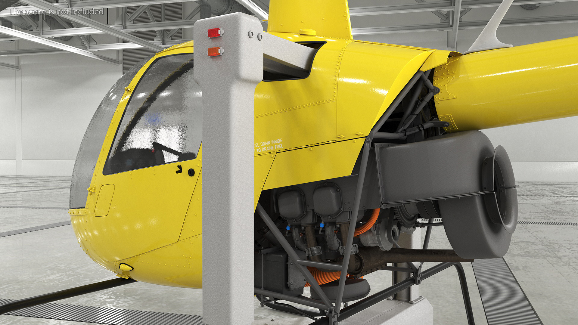 Helicopter Simulator Yellow Rigged 3D model