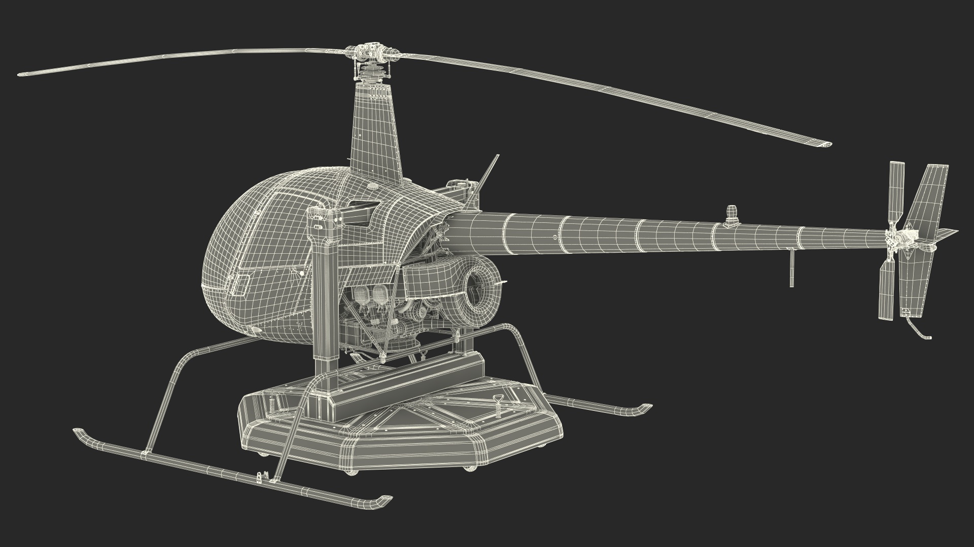 Helicopter Simulator Yellow Rigged 3D model