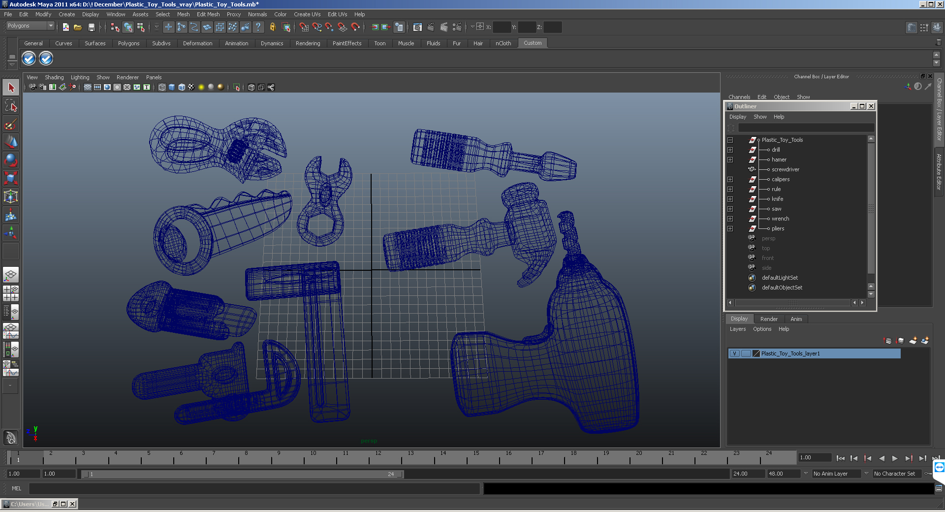 Plastic Toy Tools 3D