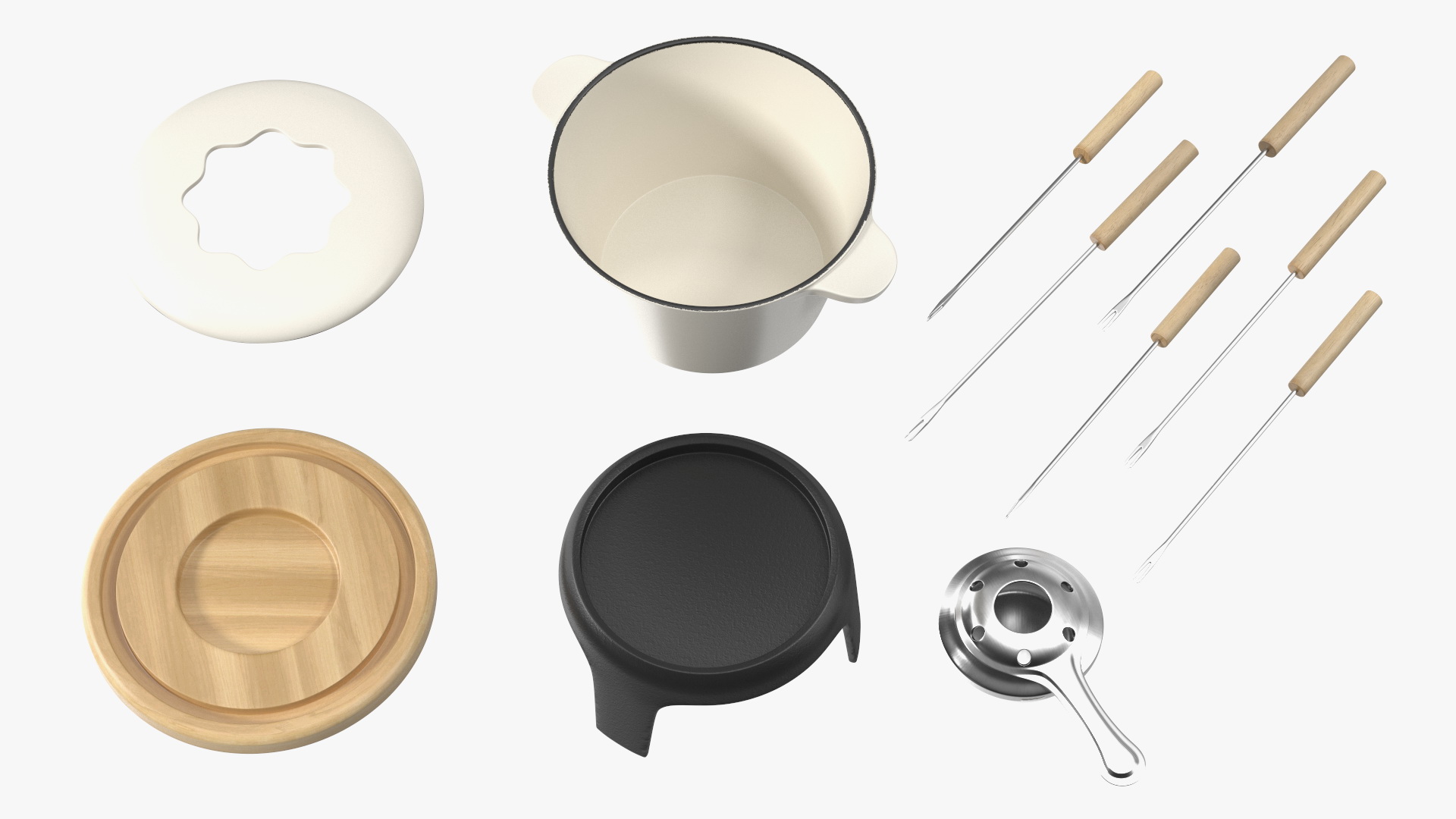 3D Iron Fondue Set Beige