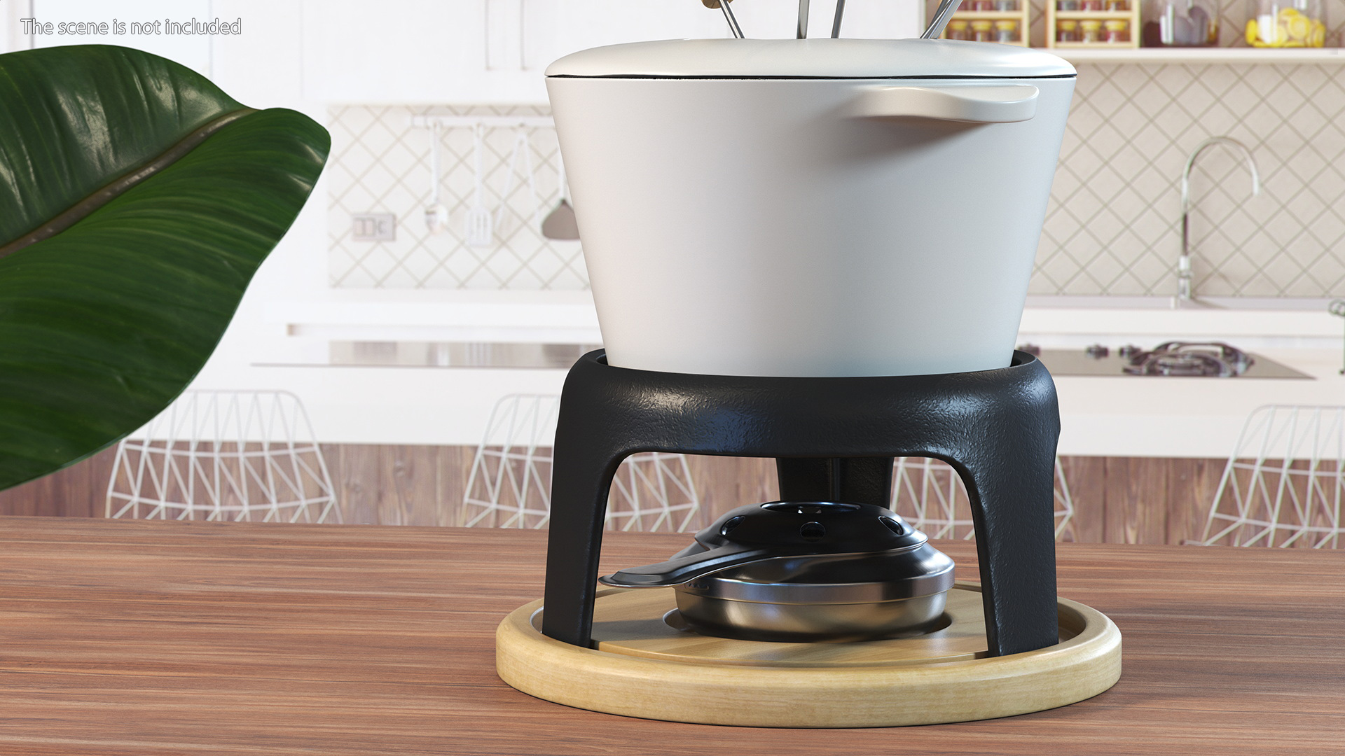 3D Iron Fondue Set Beige