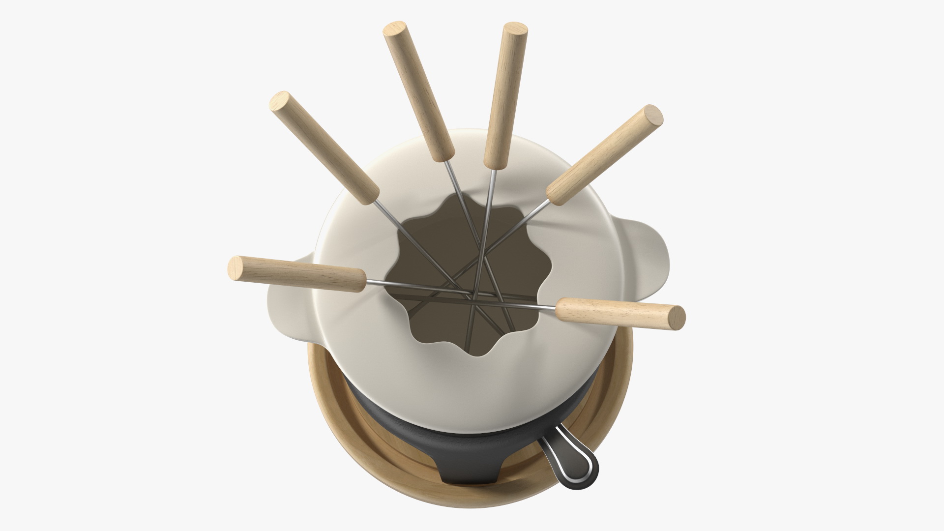 3D Iron Fondue Set Beige