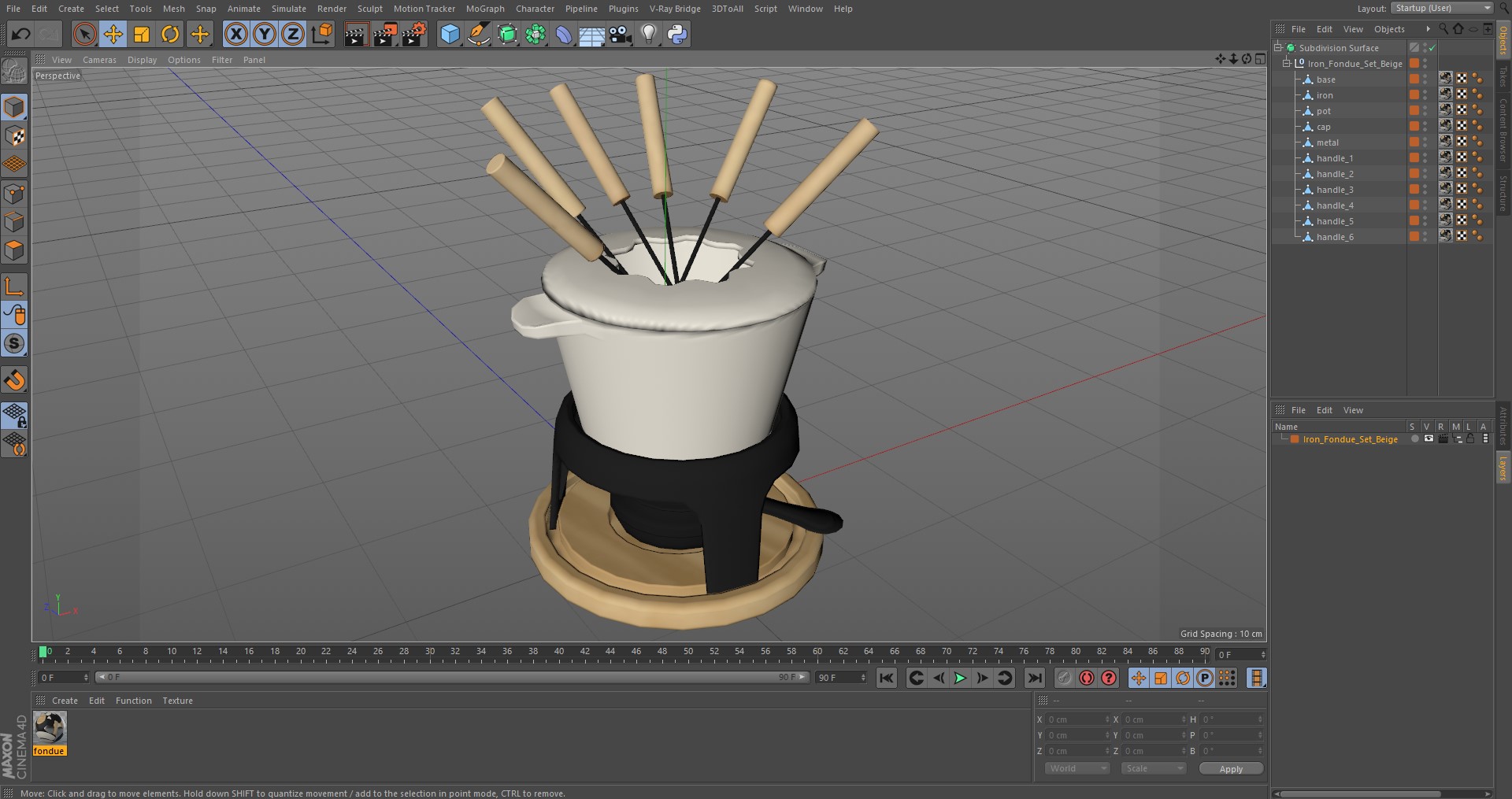 3D Iron Fondue Set Beige