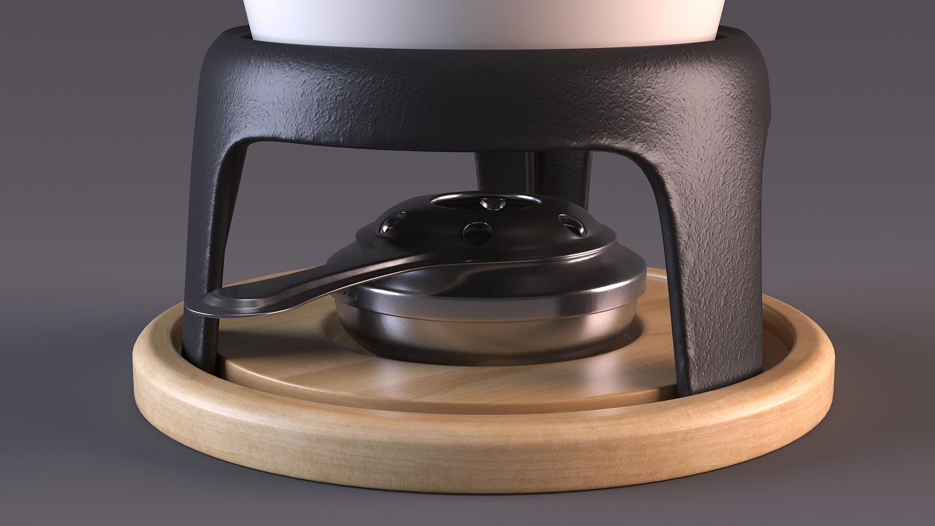 3D Iron Fondue Set Beige