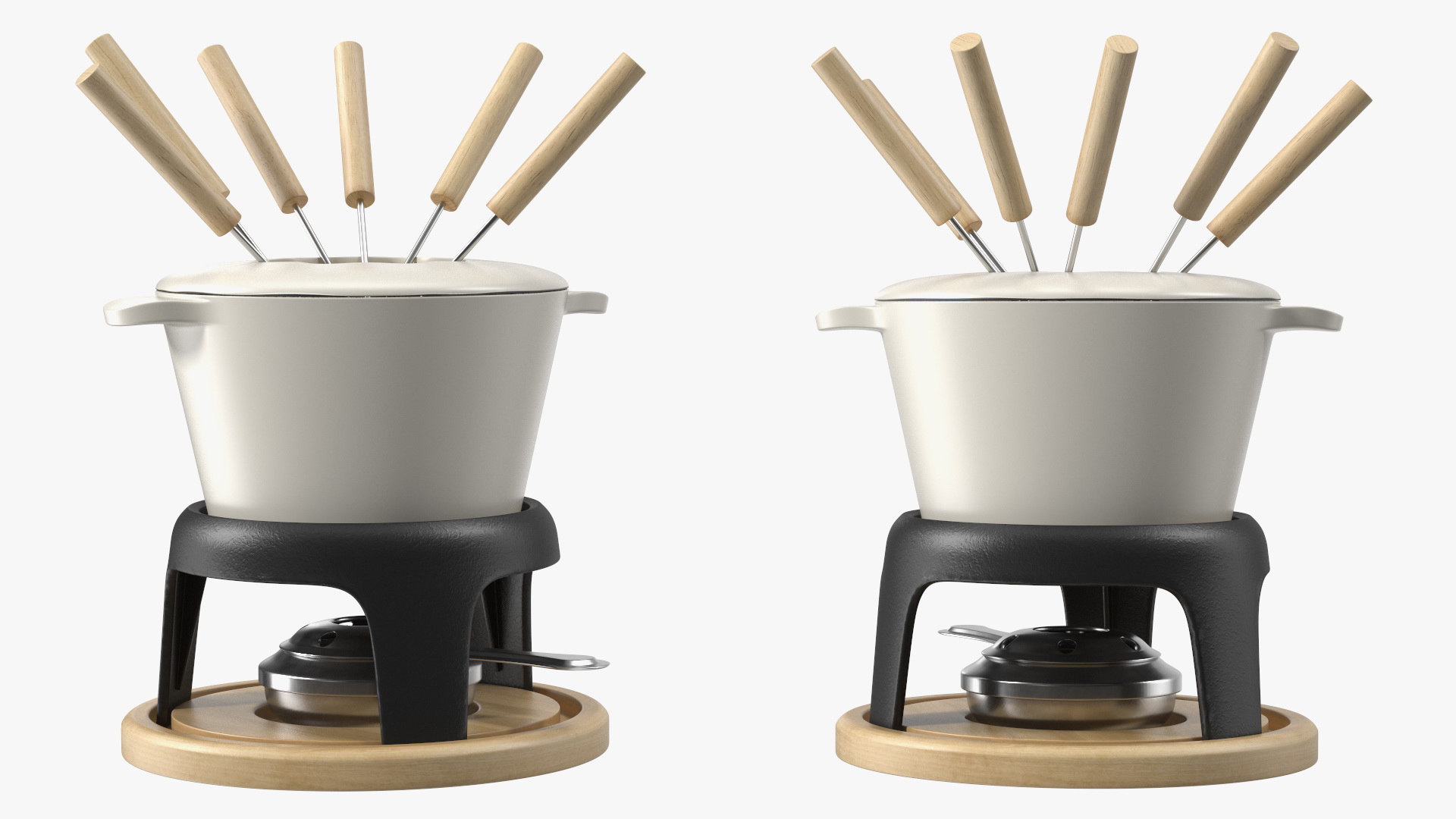 3D Iron Fondue Set Beige