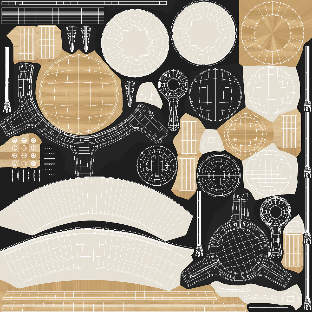 3D Iron Fondue Set Beige
