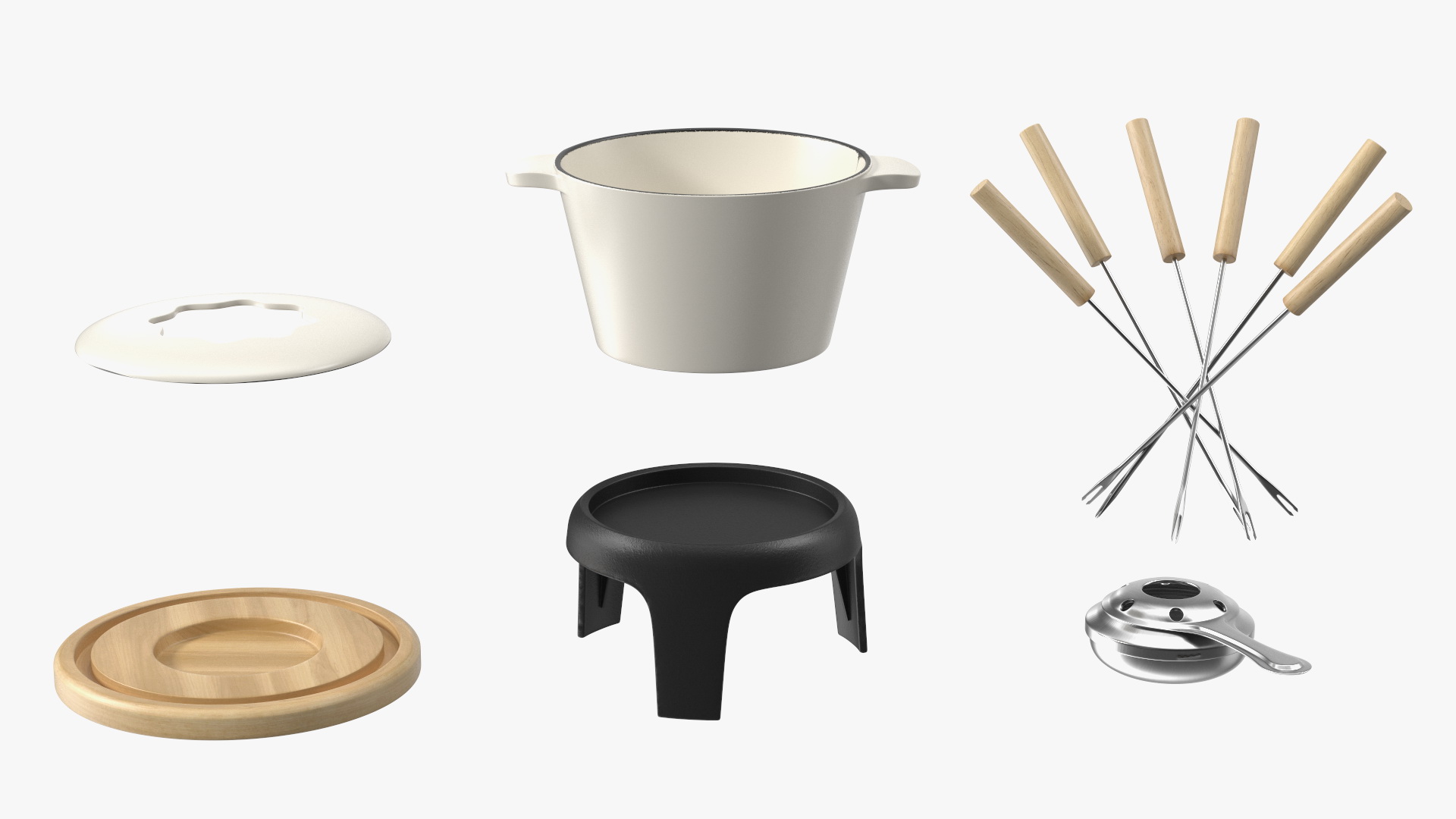 3D Iron Fondue Set Beige