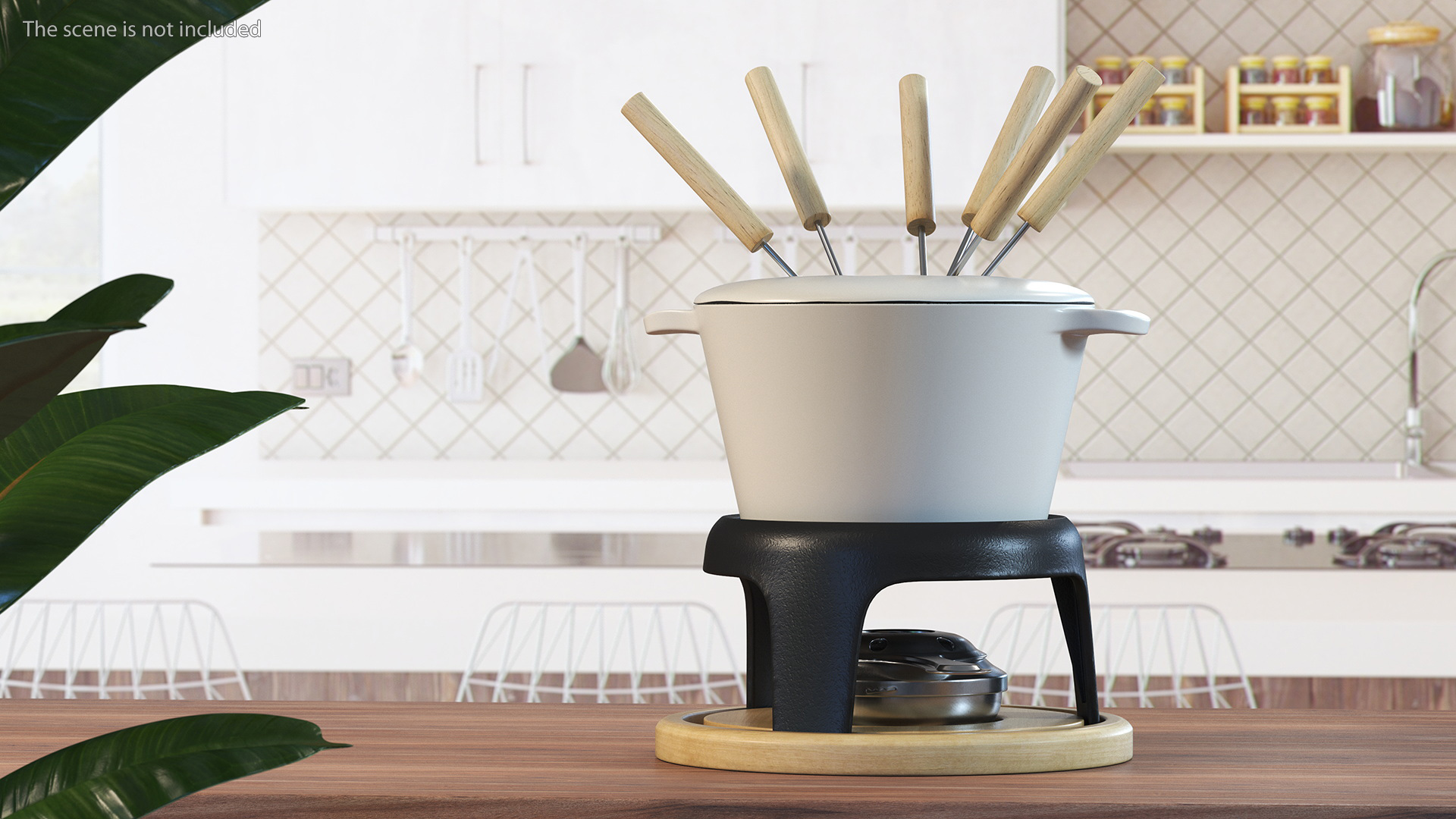 3D Iron Fondue Set Beige